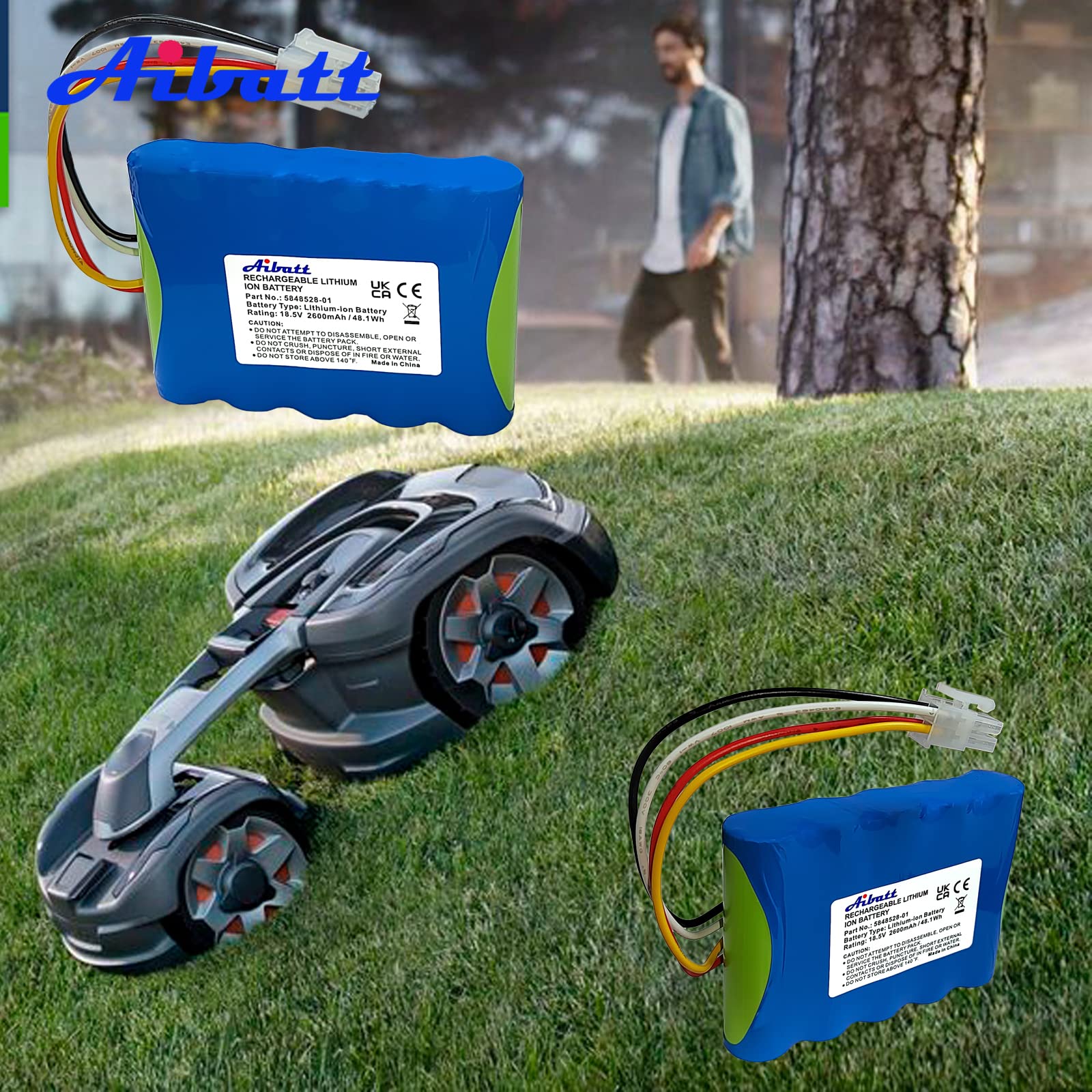 Mähroboter akku,Ersatzakku für Husqvarna Automower 310,315,5848228-01,5848228-02,5848528-01, 5895862-01,Kompatible mit Gardena Sileno R100Li,R130Li,R160Li Rasenroboter. (18.5V/2600mAh/48.1Wh)