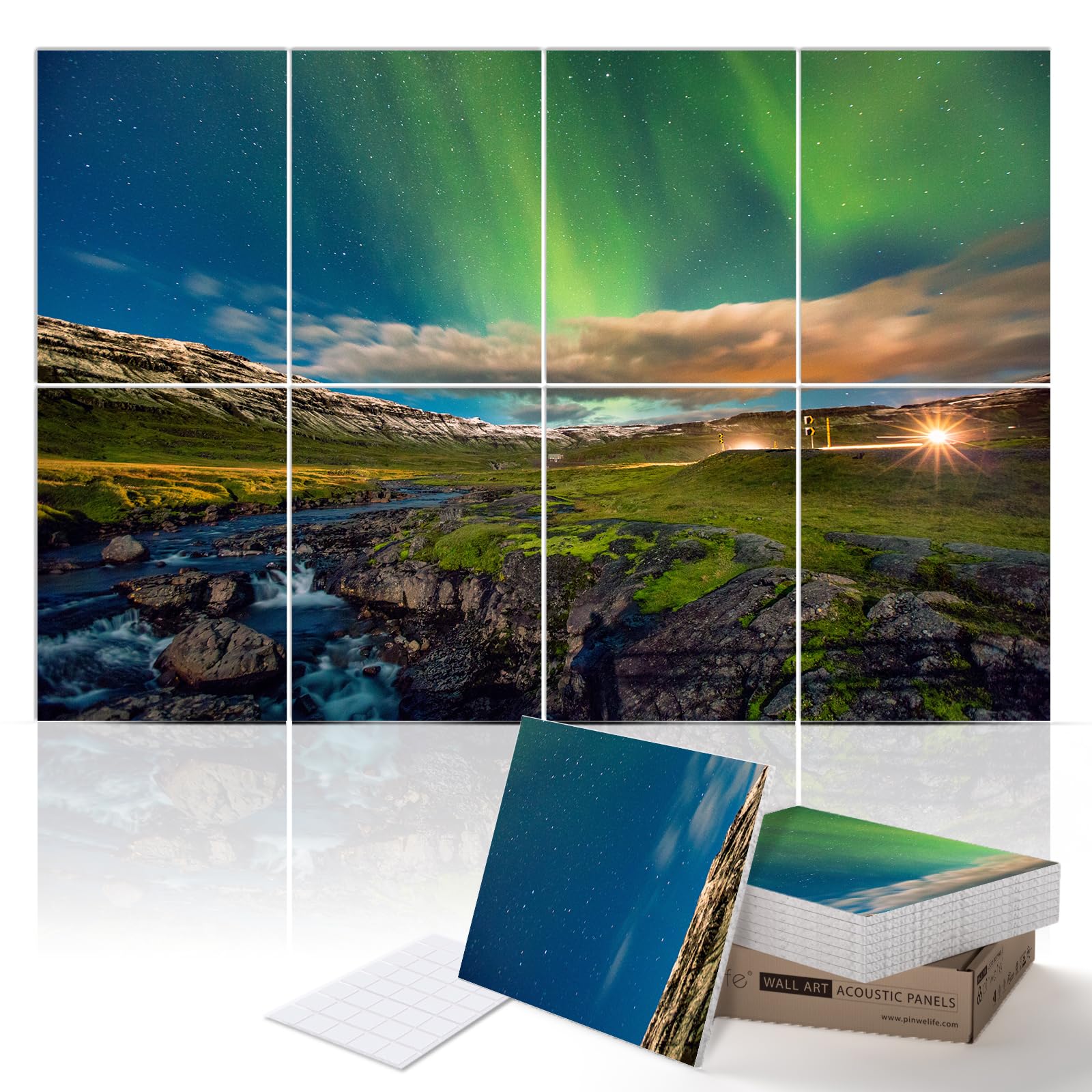 PINWELIFE® Wall Art Acoustic Panels, Sound Proof Absorbing Panels for Home/Office, Decorative Absorbing Dampening