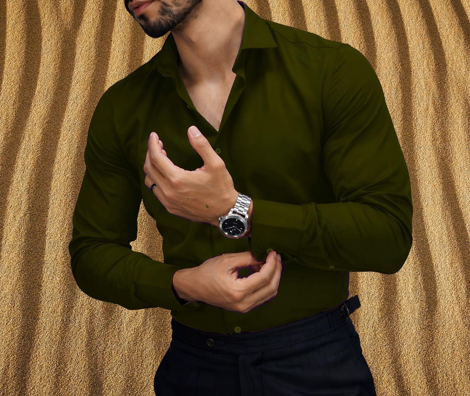 Men’s Casual Cotton Blend Shirt | Regular Fit | Full Sleeve | Solid Design-picture-37