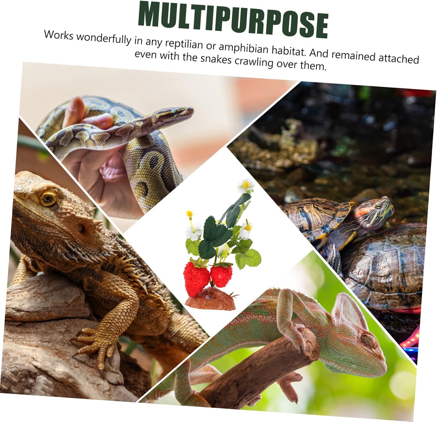 Mipcase 4pcs Reptile Terrarium Decor Lifelike Artificial Plants Easy Installation for Reptile Habitats Aquarium Fish Tank Decorations and Crawler Enclosures for Lizards Turtles and Frogs