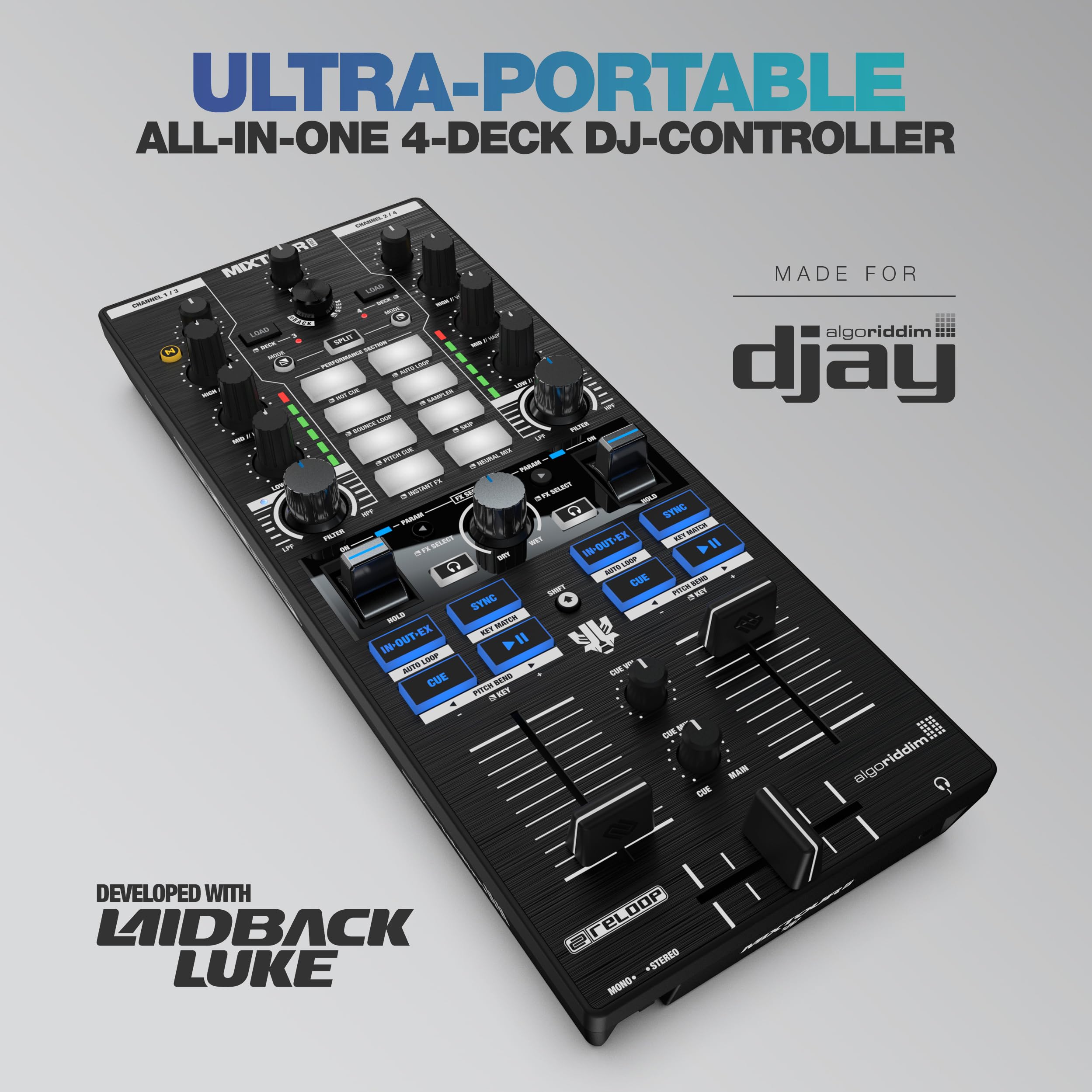 MIXTOUR 2チャンネル DJコントローラー Reloop Mixtour Pro | djay Pro用の超ポータブル、オールインワン4