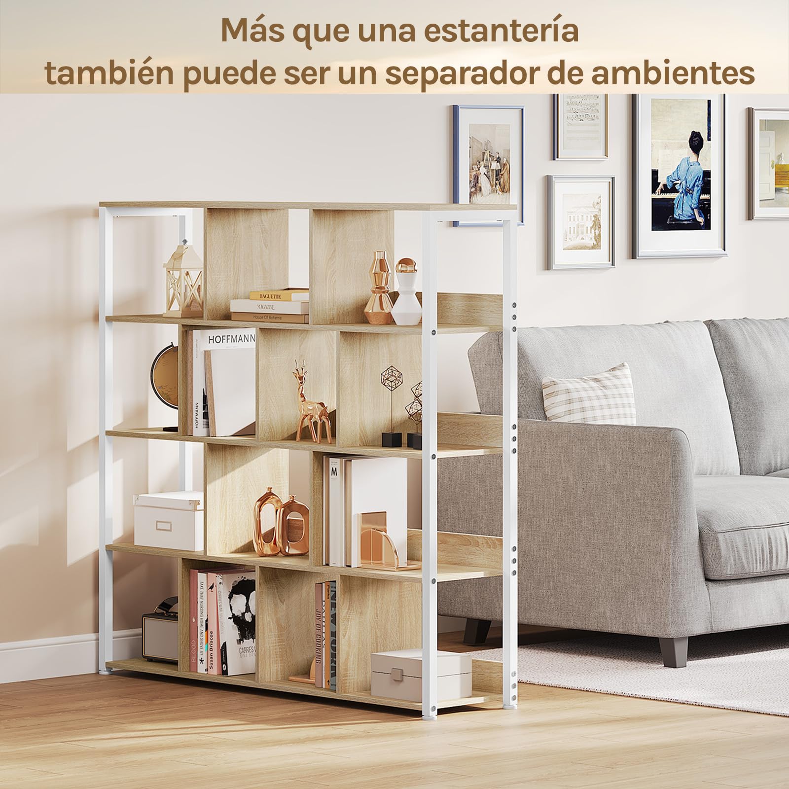 eSituro Estantería de Pie 4 Niveles, Libreria Estantes Abiertos | Marco de Metal Robusto, Estanteria Almacenaje para Salón, Dormitorio y Oficina, Madera, Marrón Rústico, 120x30x120cm