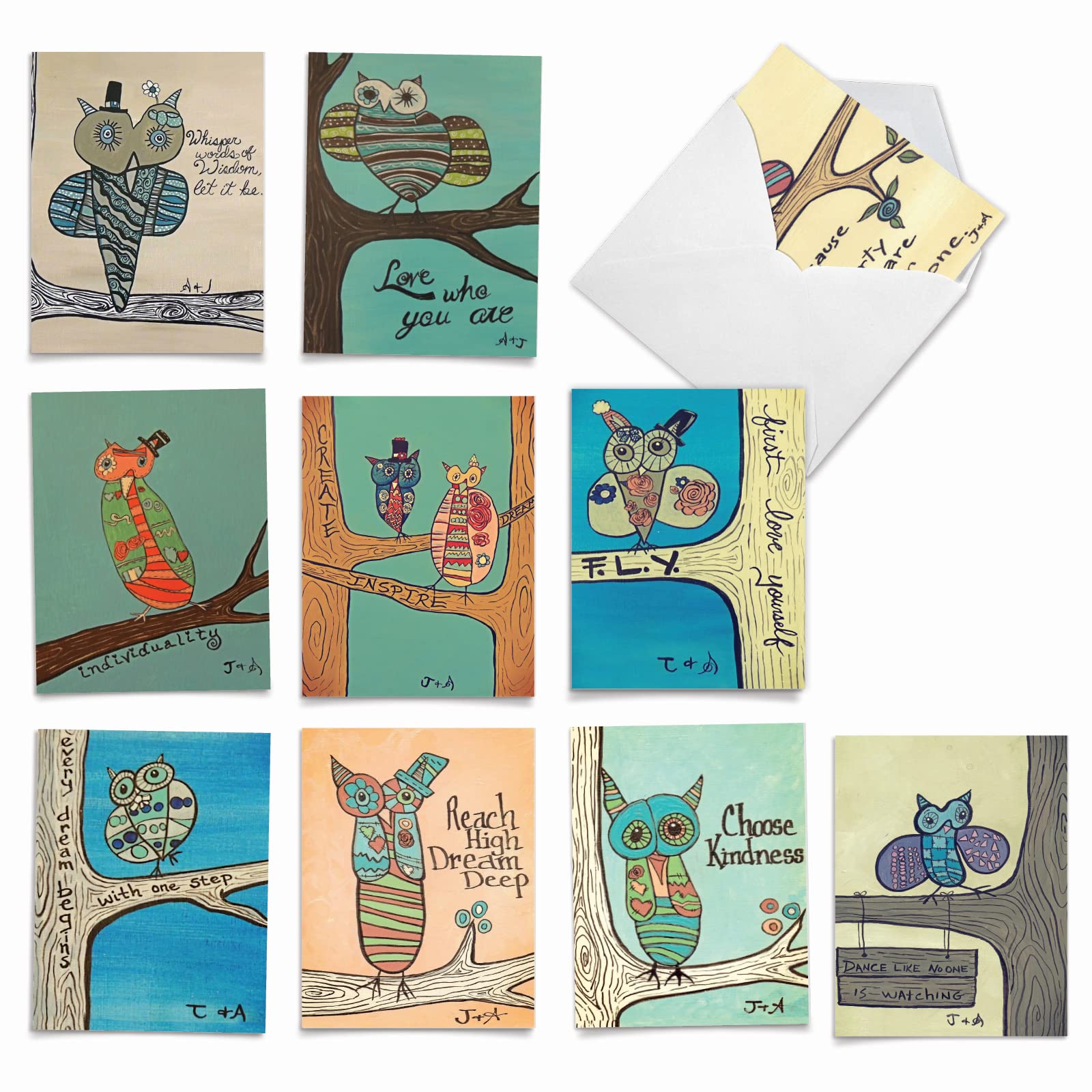Life is an Hoot All-used Joke Paper Card 10 Matching Blank Note Cards (M6630OCB)
