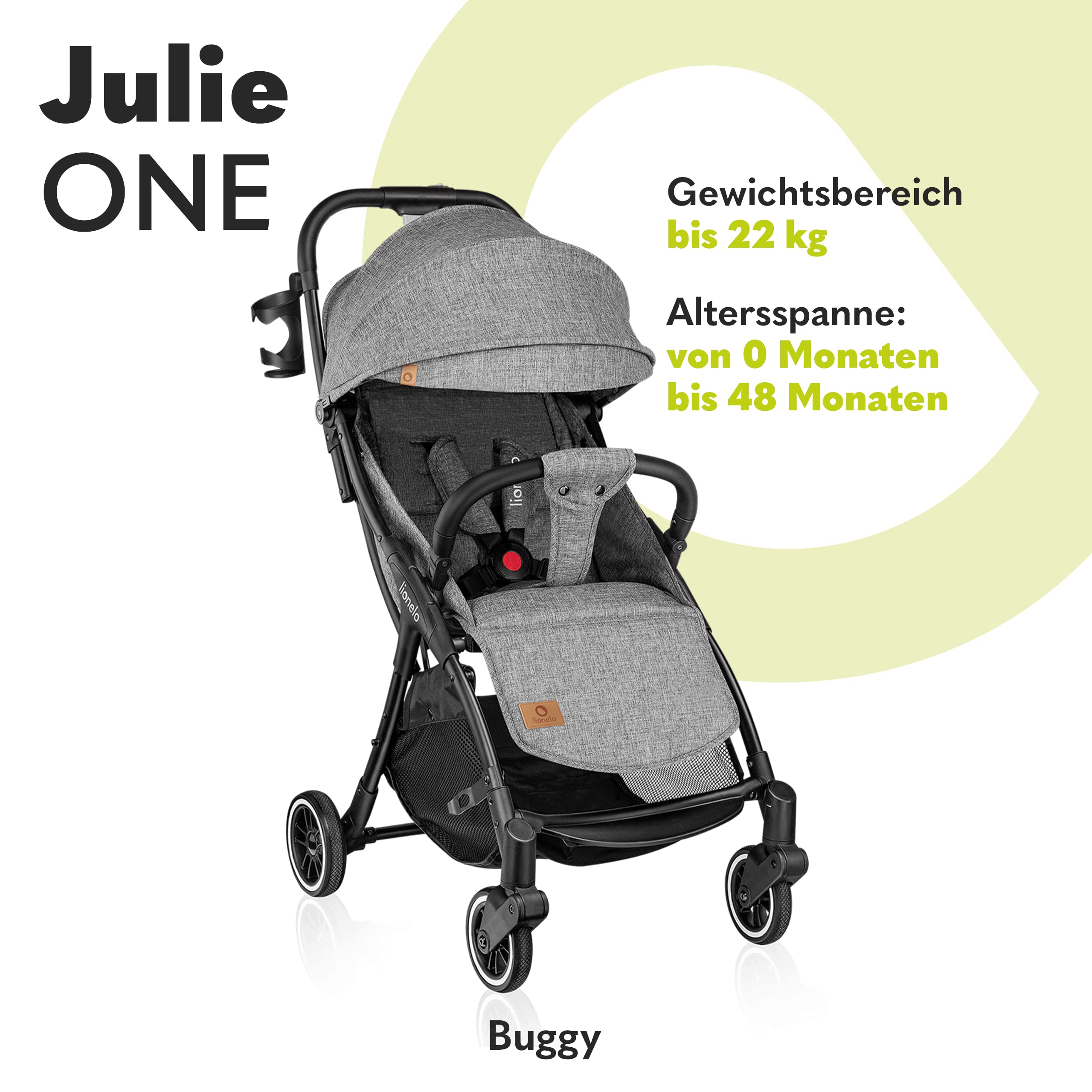 LIONELO Julie One Buggy Kinderwagen bis 22 kg, zusammenklappbar, verstellbare Rückenlehne und Fußstütze