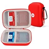 Auvi-Q Carrying Case for 2 Auto Injectors, Hard Shell Emergency Medicine Bag with Carabiner and 2 Lanyards, Fits Trainer Pens, Nasal Spray or Small Inhaler, Red Quick-Grab Pouch for Kids Adults