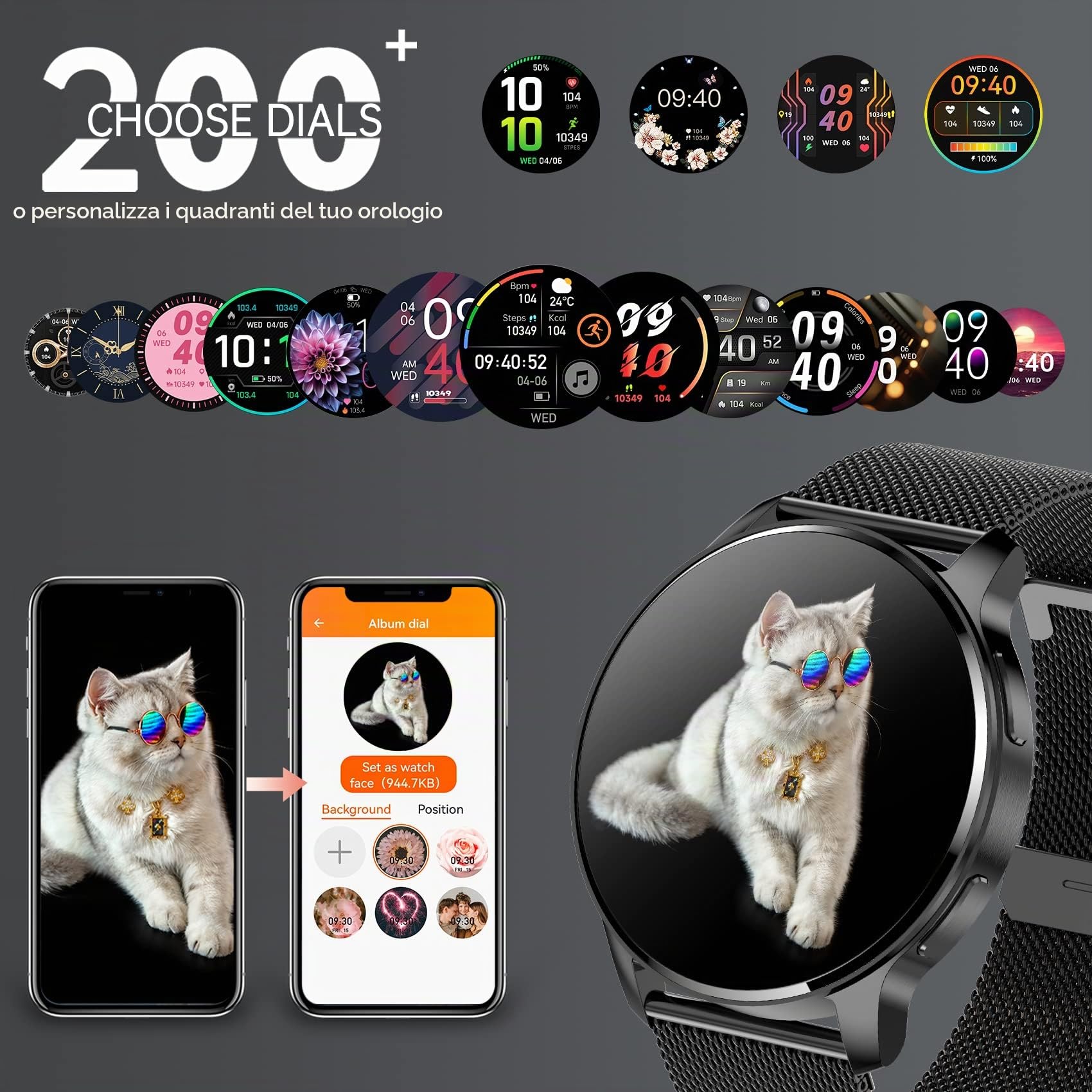 Smartwatch Donna Uomo Orologio Chiamata e Notifiche Messaggi Assistente Vocale Smart Watch per Android iOS Fitness Orologio Digitale con Cardiofrequenzimetro, SpO2, Sonno, Contapassi, 20 Sportivo