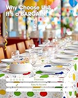 Vista 6 de Pureegg Juego de 10 manteles de plástico desechables, 54 x 108 pulgadas, para fiestas de cumpleaños, picnic, manteles blancos, rectangulares