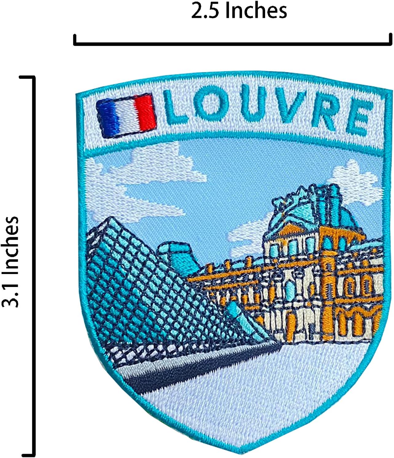 A-ONE - Louvre Museum Patch Musée du Louvre Patch Embroidery, France Flag Pin Metal Lapel Pin for Backpack Caps NO.163P