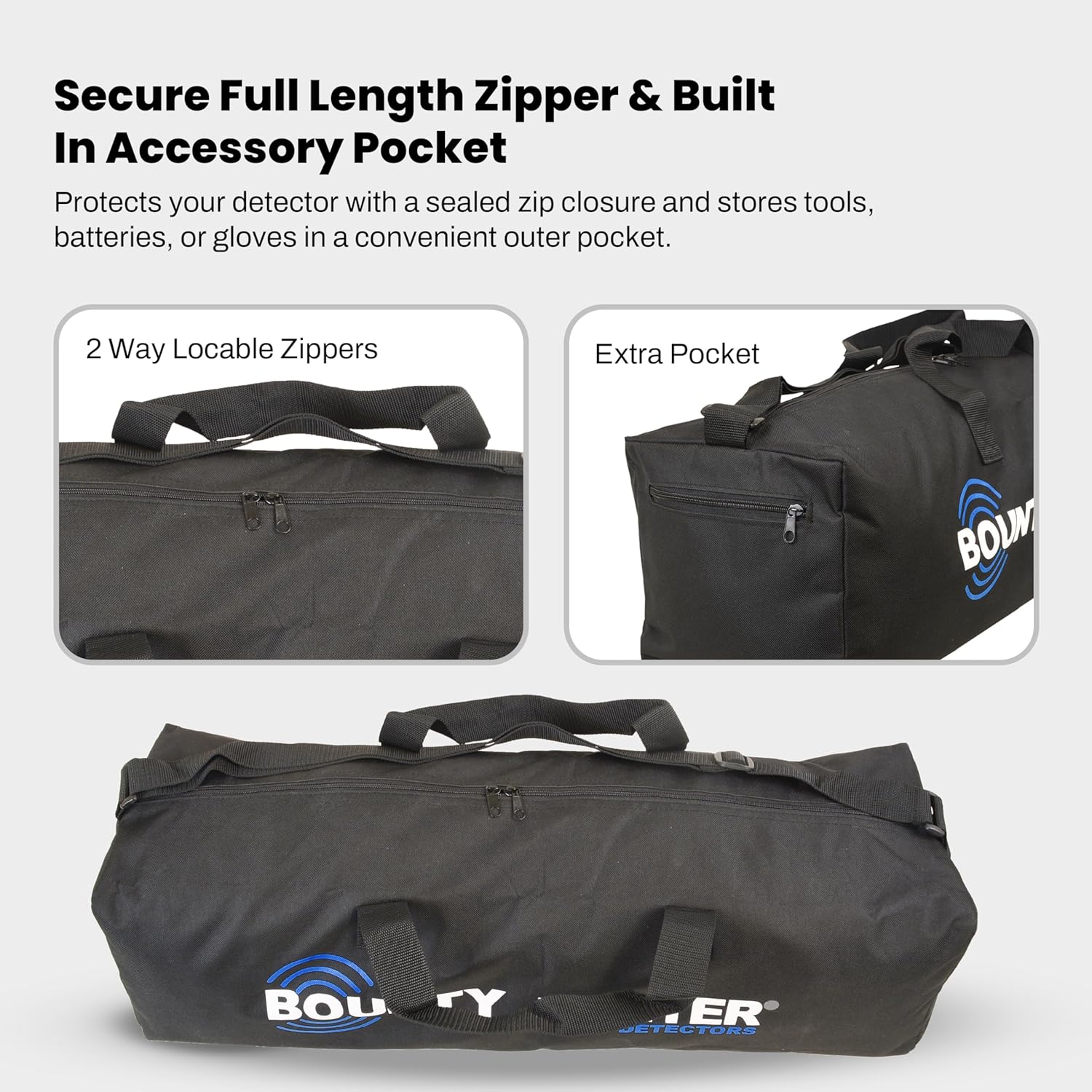Bounty Hunter Metal Detector Bag – Weather-Resistant Nylon Carrying Case with Accessory Pocket & Handles, Fits S-Rod Models – Durable Storage & Travel Protection – Made in USA