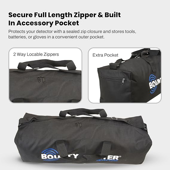 Bounty Hunter Metal Detector Bag Weather-Resistant Nylon Carrying Case with Accessory Pocket & Handles, Fits S-Rod Models Durable Storage & Travel Protection Made in USA