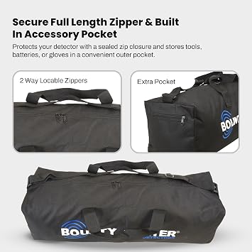 Bounty Hunter Metal Detector Bag Weather-Resistant Nylon Carrying Case with Accessory Pocket & Handles, Fits S-Rod Models Durable Storage & Travel Protection Made in USA