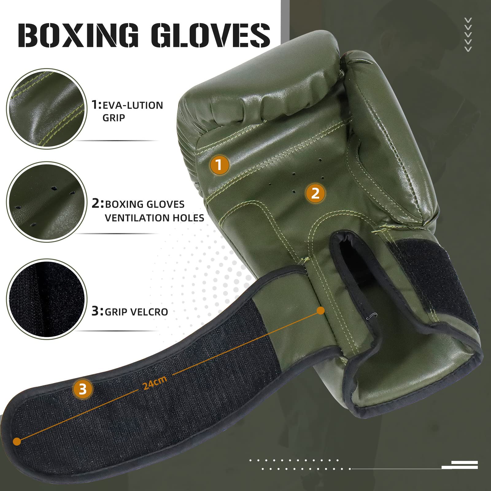 ZERRO Guantoni da Boxe in Pelle PU 12 14oz per Allenamento e Sparring Muay Thai Kickboxing