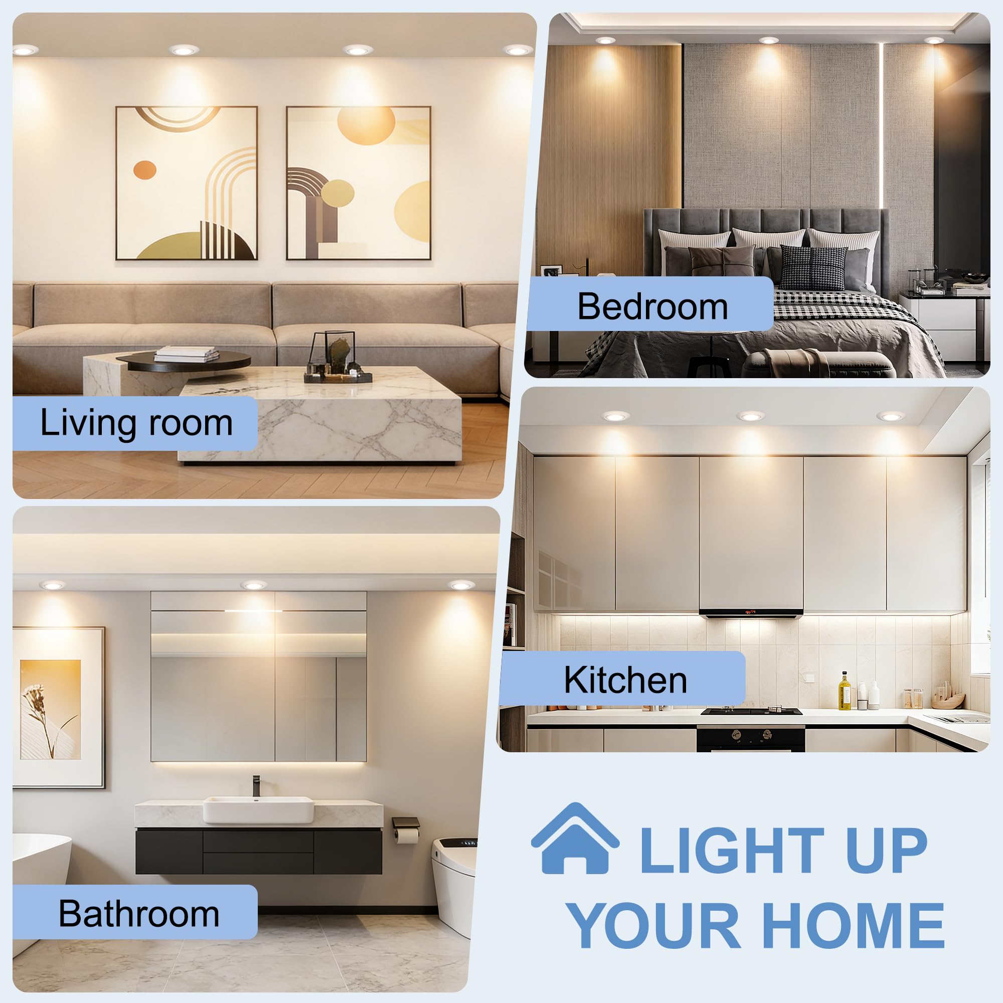 Downlight LED Techo Empotrable Regulable 230V, 5.5W 600LM IP44 Ojos de Buey Ultrafino 68mm, 45° Rotable Focos LED Interior Techo Blanco Calido 2700K Foco Empotrable para Baños, Blanco 6 Pack