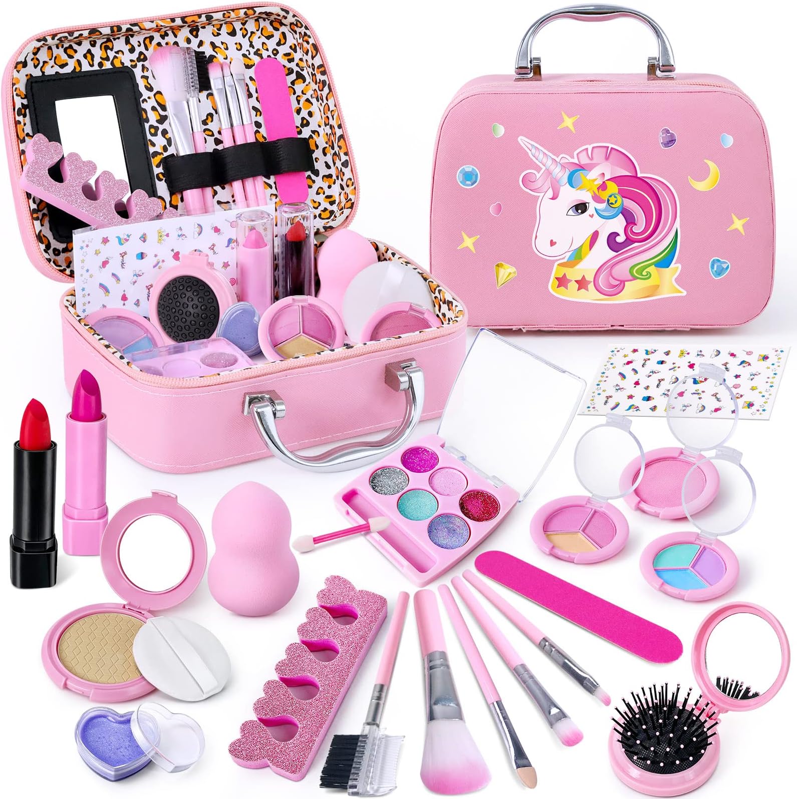 Heyzeibo Kids Makeup Kit for Girls, Washable Make up Set for Toddler Kid Children Princess Christmas Birthday Gifts Toys for 3 4 5 6 7 8 9 10 11 12 Year Old