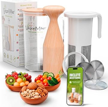 Vegan Milker Plant Milk Maker - Plant Milk Machine Almond Milk Soy Milk 1L in 1 Minute 100% Natural with 3 Filters Compatible with Hand Blender Recipe Book Included Mülsi Soul