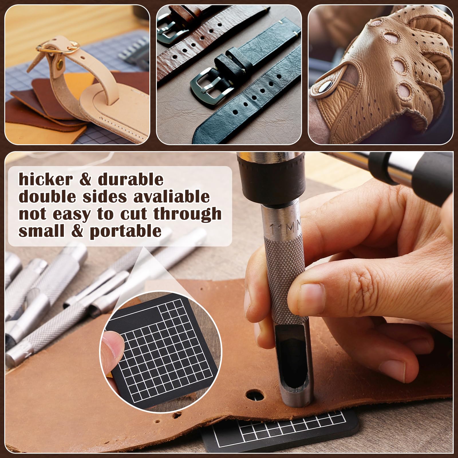 8 Stück Leder-Lochstanzer 5 mm - 13 mm Hohlstanzer Set für Lederbasteln, runde hohle Werkzeuge für Uhrenarmbänder, Gürtel, Leinwandpapier, Gummi, weiches Material