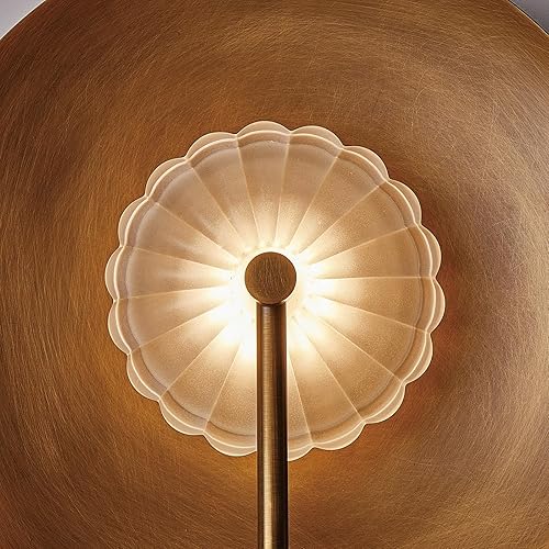 Miniatura 9 de Hyunbae Apliques de pared modernos de mediados de siglo para interiores, aplique de pared LED regulable con pantalla de vidrio estriado, luces de