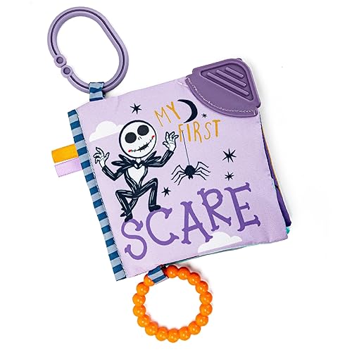 Kids Preferred Disney Nightmare Before Christmas My First Scare Jack Skellington Soft Book - Libro arrugado para la dentición del bebé con clip para
