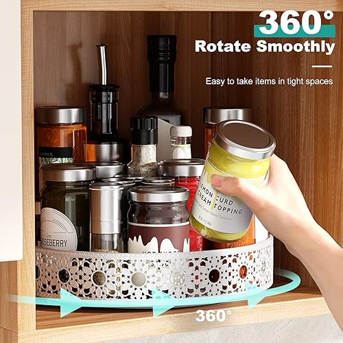 Miniatura 5 de Lazy Susan - Organizador de 12 pulgadas Lazy Susan para mesa de armario organizador de tocadiscos PHINOX Lazy Susan con almohadilla antideslizante