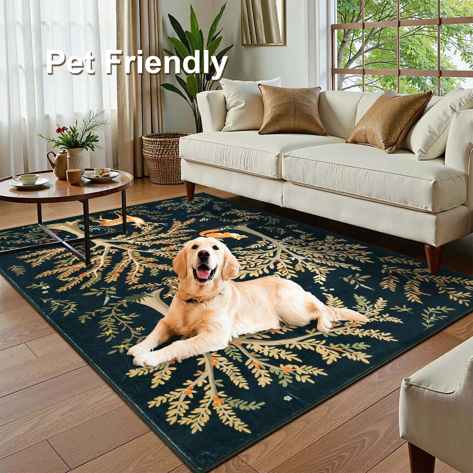 MOSISO Tapis Lavable 121 x 182 cm pour Salon,Vert