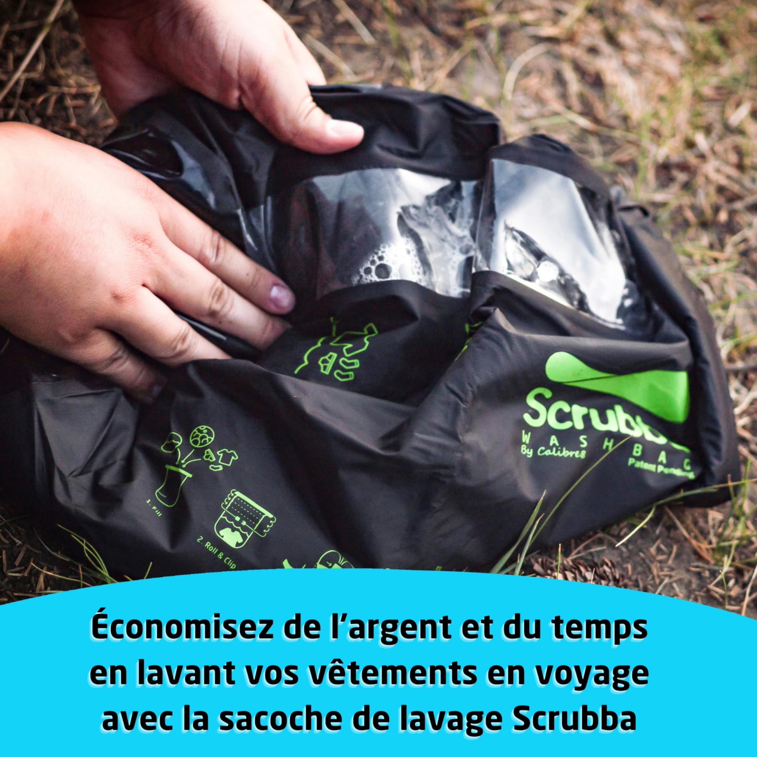 Scrubba Sac Lave-Linge Portatif 2.0 - Sac Étanche pour Voyage, Camping, Randonnée