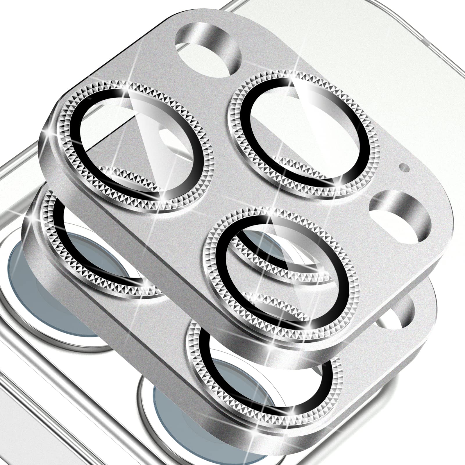 JOLOJO 2 Pack Camera Lens Protector Compatible for iPhone 13 Pro/Max, Aluminum Alloy Metal & 9H Tempered Glass Camera Cover Shock/Water-Proof,Shatter/