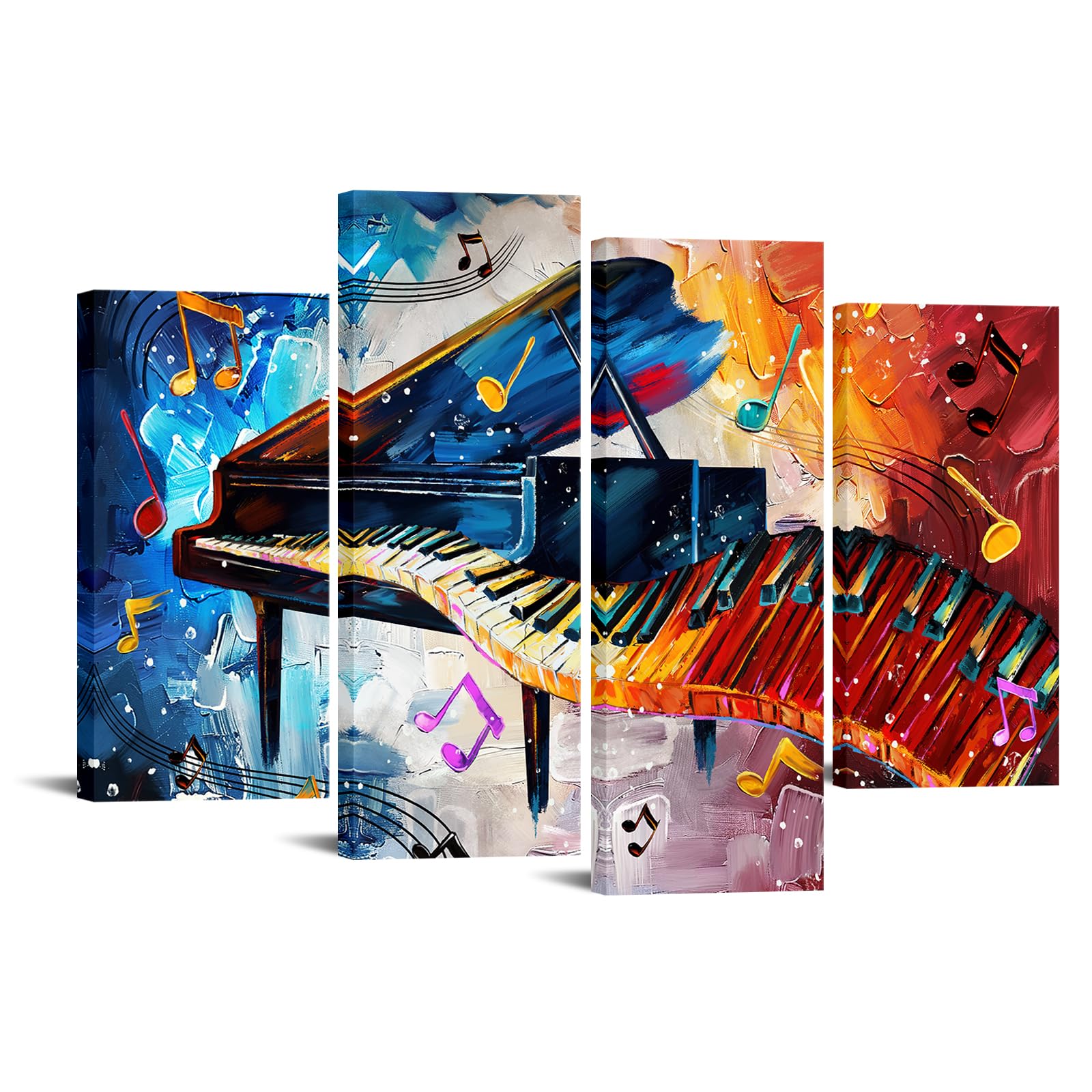 Amazon.com: Biuteawal 4 Pcs Piano Canvas Prints Red Blue Musical