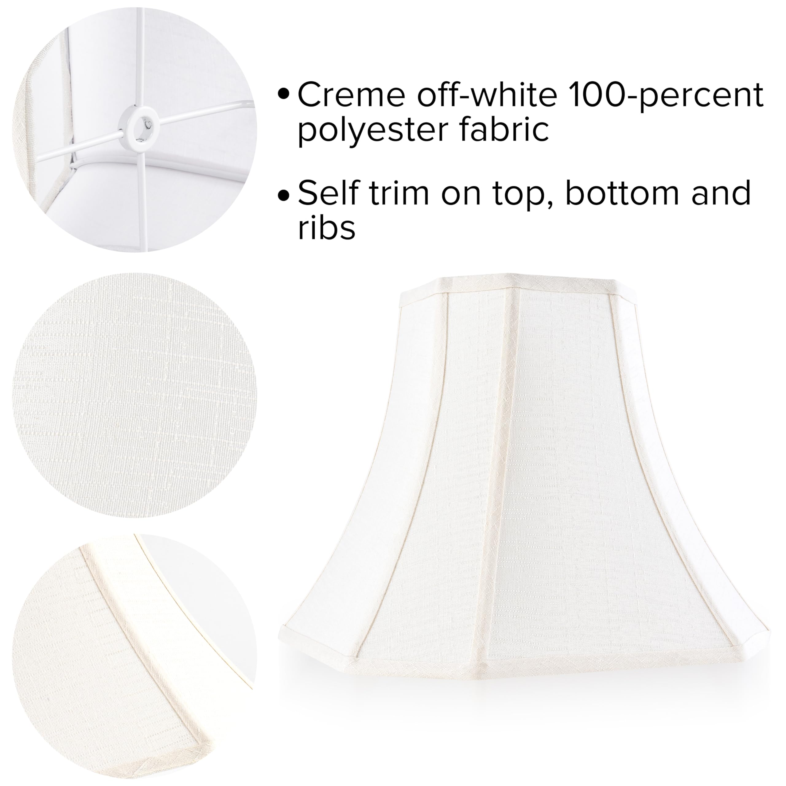 JERHOUS Cream Square Cut Corner Bell Lamp Shade Set of 2 Medium Lampshade 6.5``Top×13``Bottom×10.6``Hight(Spider) Vintage Lamp Shade for Table & Floor Lamp - Lampshade Replacement