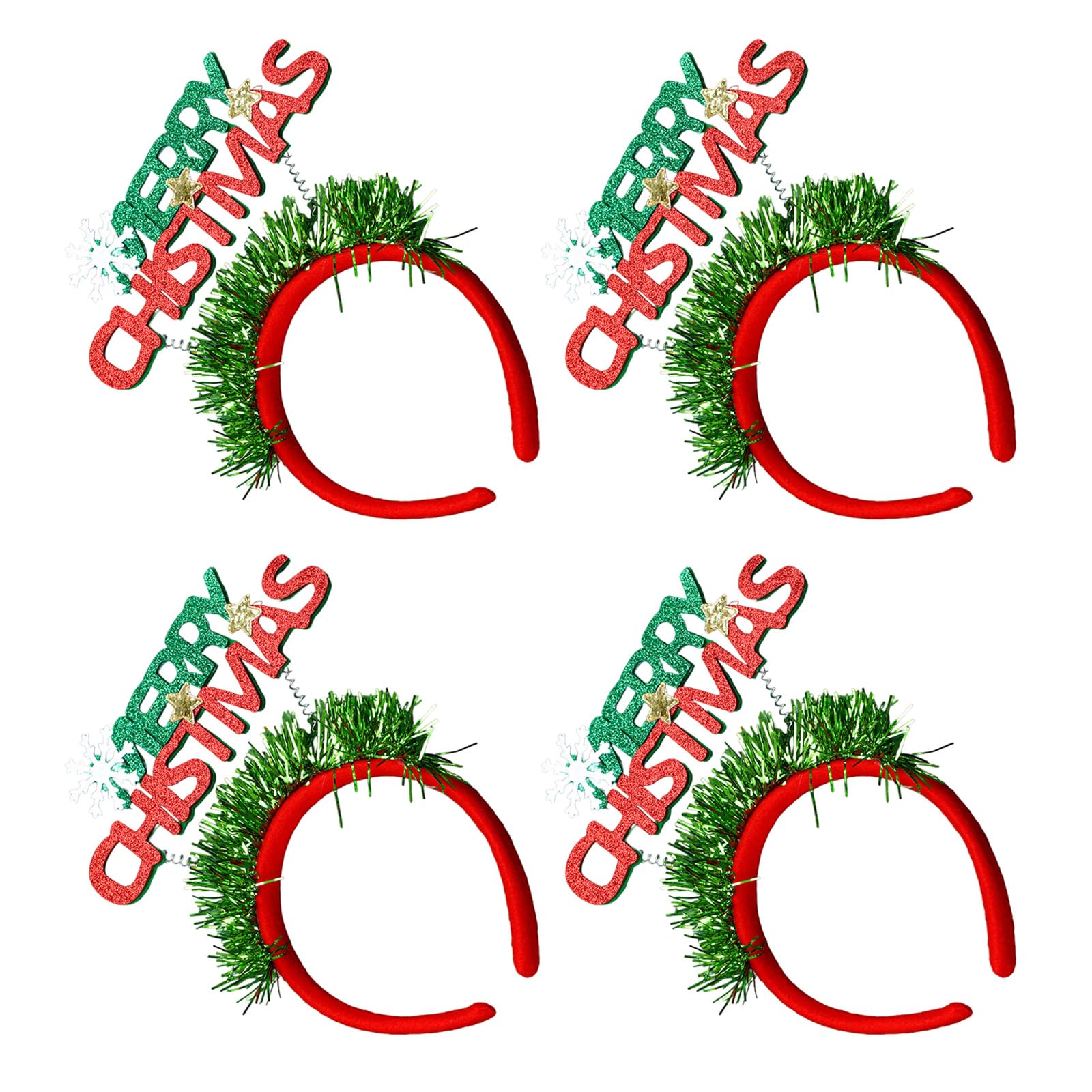 Tsophreniq Of 4 Christmas Themed Letters Headbands Sparkling Christmas Hair Hoop for Women and Girl Elegant Headbands Charm Party Accessories