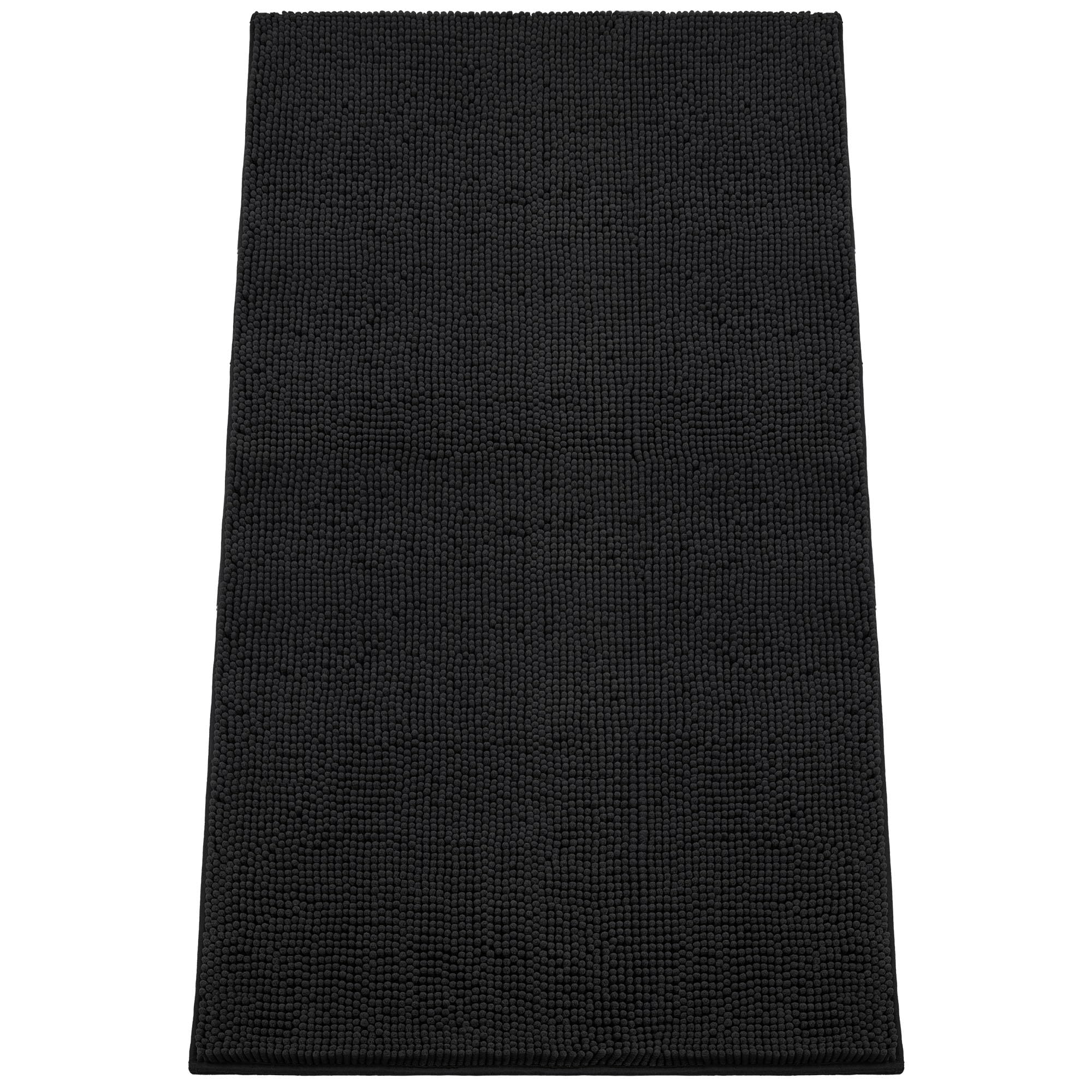 Absorbent Dog Door Mat for Muddy Paws, 60" x 36" Chenille Indoor Mats for Entryway, Trap Dirt Front Door Mat Indoor Entrance Washable Non Slip Soft Black