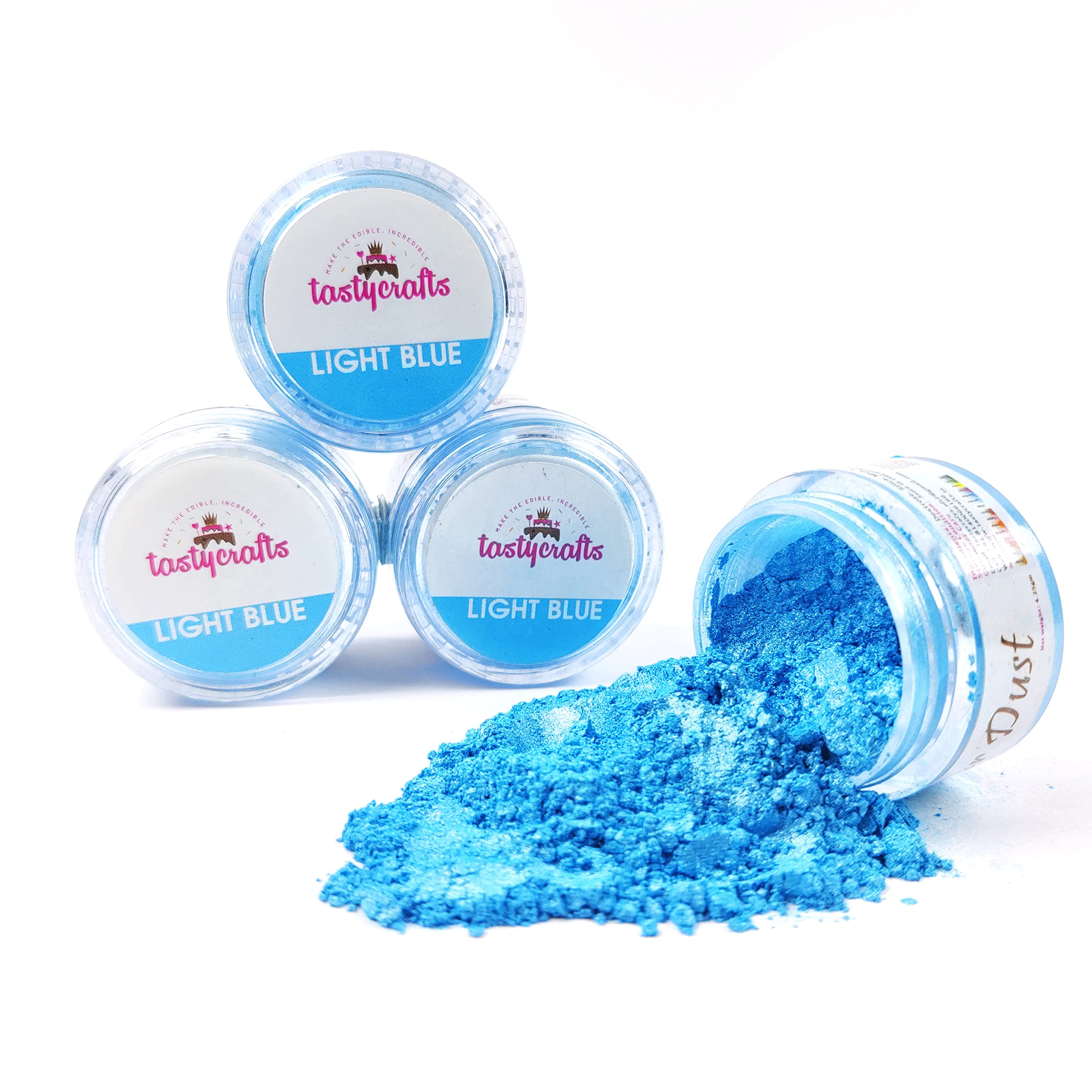 Encrust Ventures Tasty crafts Luster Dust | Pearl Dust | Edible Product for Cake Décor | Sparkling Effect | topping | Glittering Shiner Dust | For Decorative Use, 4.25 gm - Light Blue - Image 6 thumbnail