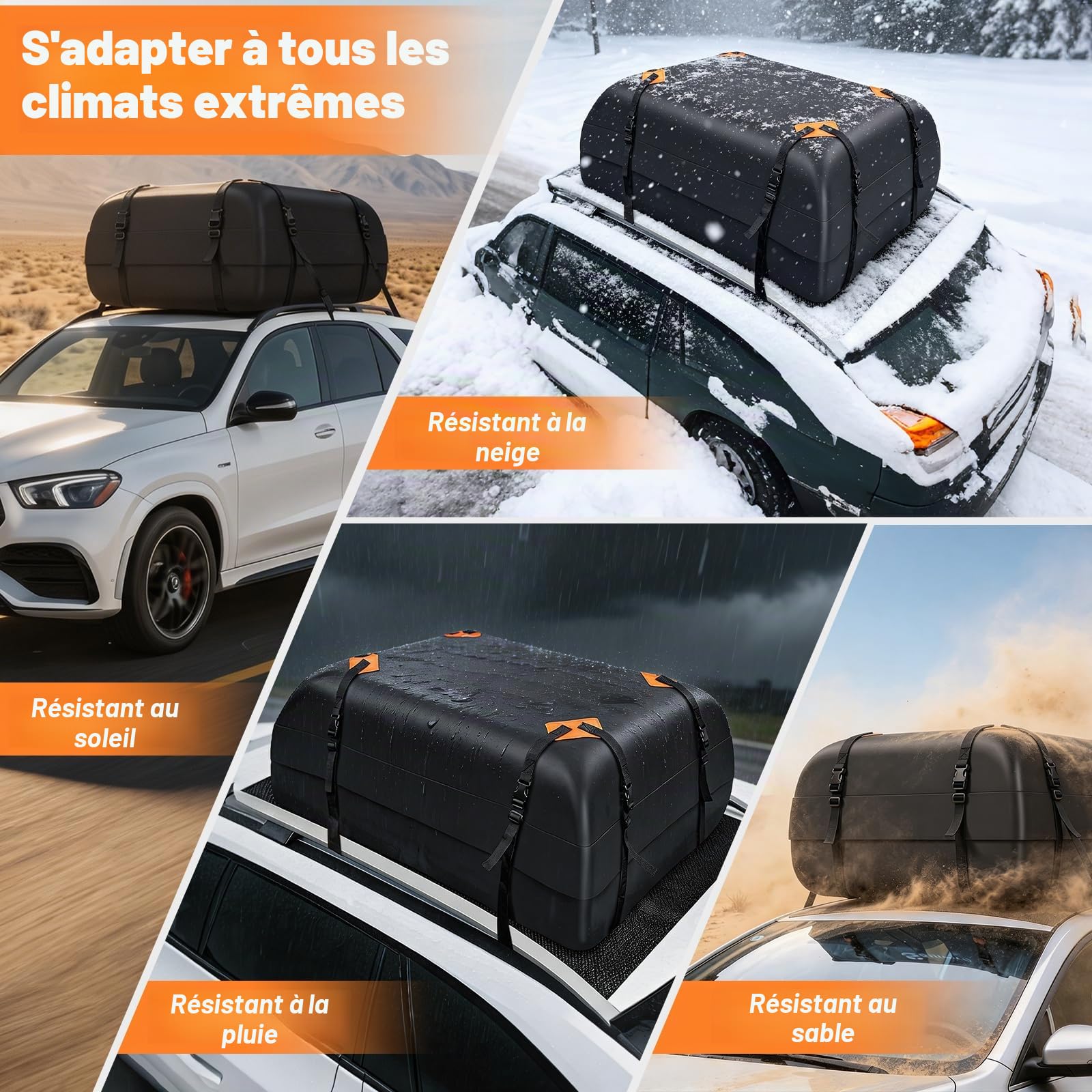 Coffre de Toit Voiture, 425L Coffre de Toit Souple avec Tapis Sntidérapant 420D Sac à Bagages de Toit étanche, Sac de Toit Voiture pour Les Voyages et Le Transport