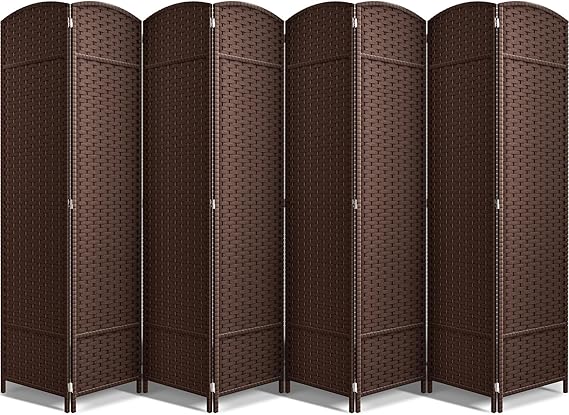Sorbus 8 Panel Room Divider 6 ft. Tall - Privacy Screen, Extra Wide Double Hinged Panels, Mesh Hand-Woven Design, Partition Room Dividers and Folding Privacy Screens, Wall Divider for Room Separation