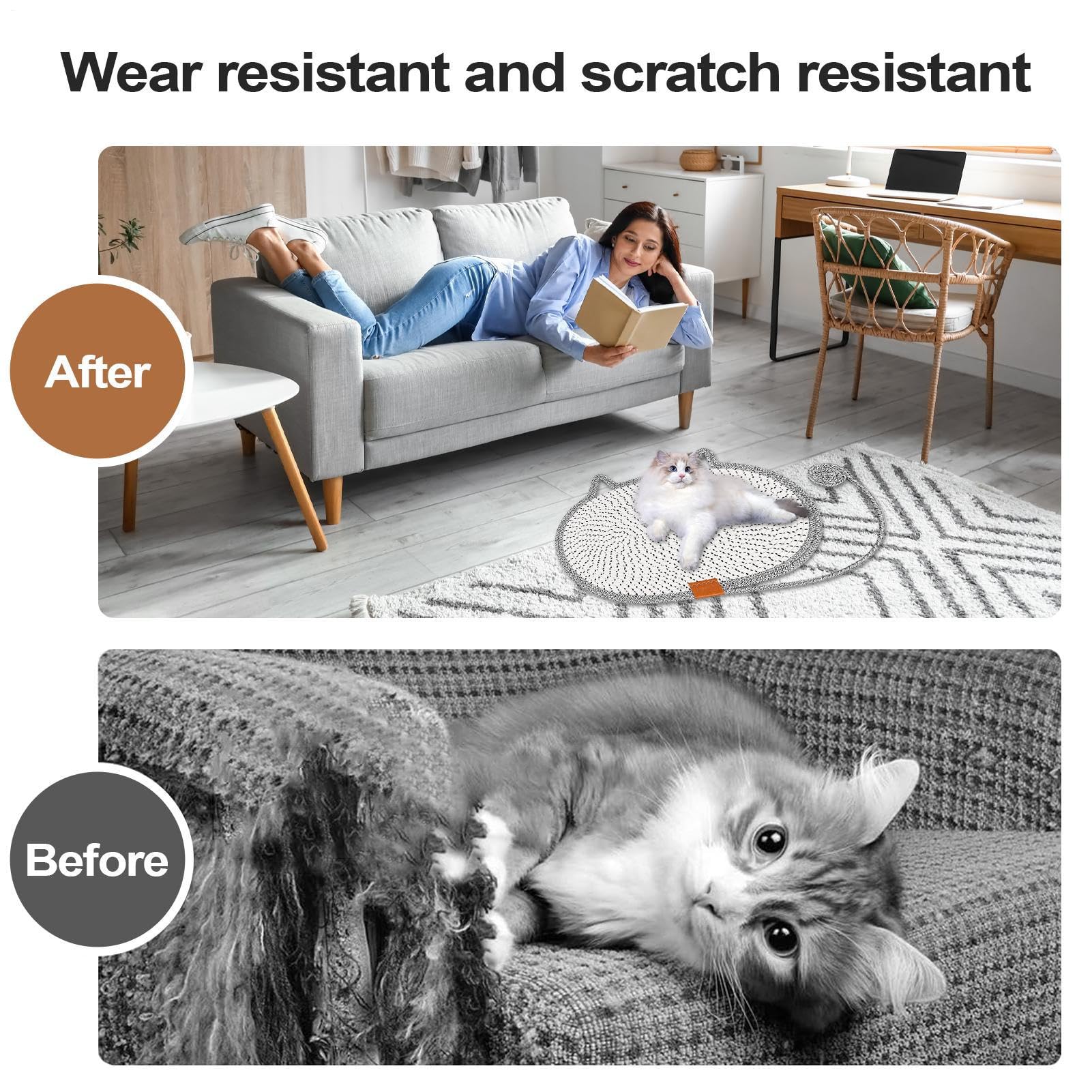 Tapis À Griffes pour Chats | à Griffoir Ronde en Corde de Coton - Accessoire Lavable pour Animaux Domestiques pour Intérieur Extérieur Sol Porte Coin Maison Canapé Table Voyage