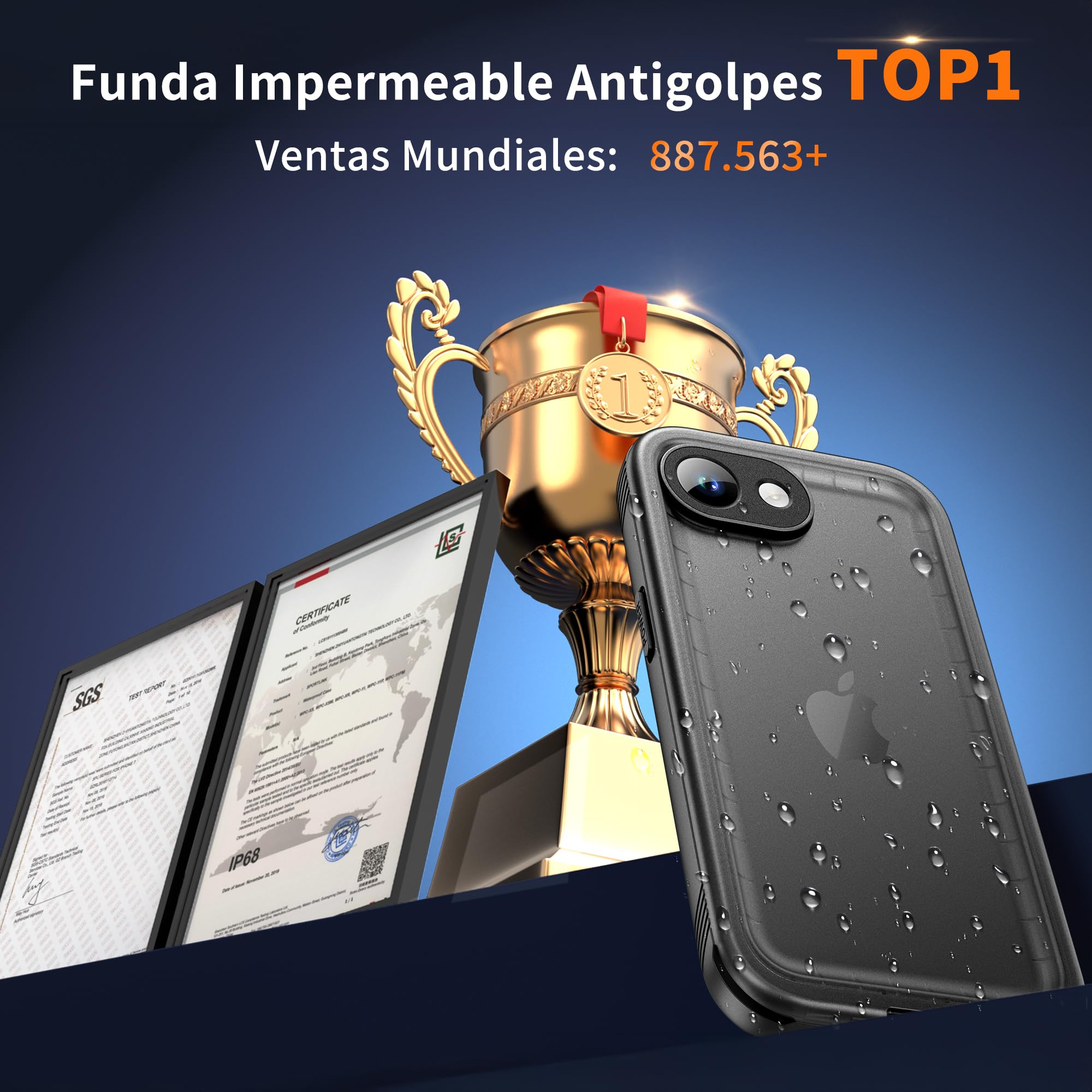 Cozycase Top Resistente Funda para iPhone 16e 17e Impermeable Antigolpes Militar 360 Grados Carcasa 16 17 e Doble Waterproof Acuatica Sumergible Agua con Protector Camara Pantalla