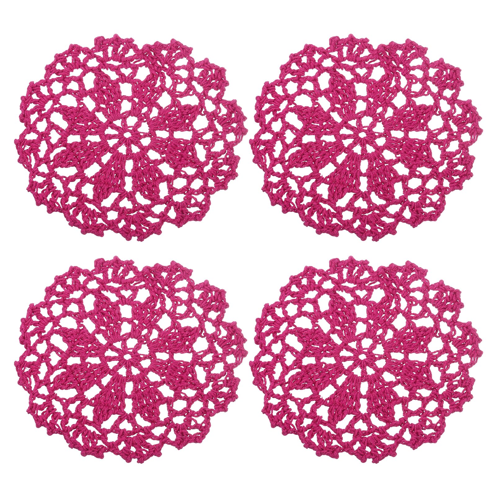 uxcell Fabric Coasters, 4pcs 4", Cotton Woven Crochet Doilies