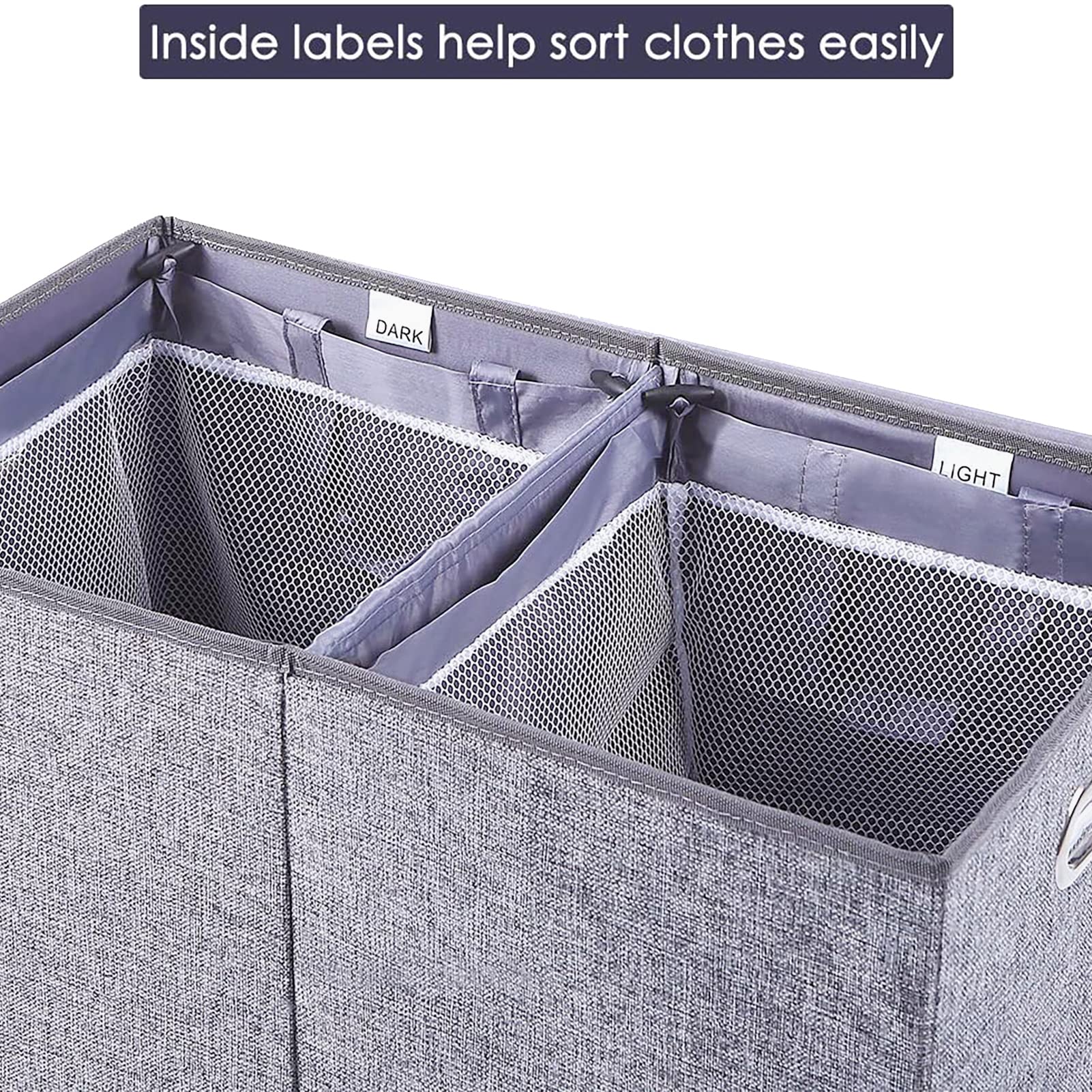 SUPERJARE Double Laundry Hamper with Removable Liner Bags and