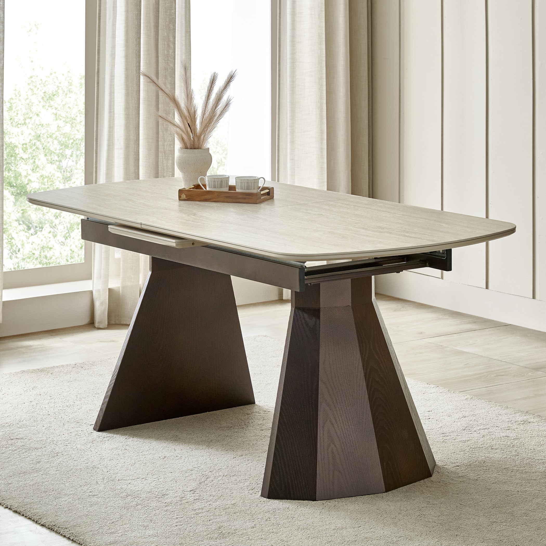 Home Centre | Iris Sintered Extendable 6 Seater Table | Table for Home | Sintered Stone | Beige | 1 Year Warranty-image-30
