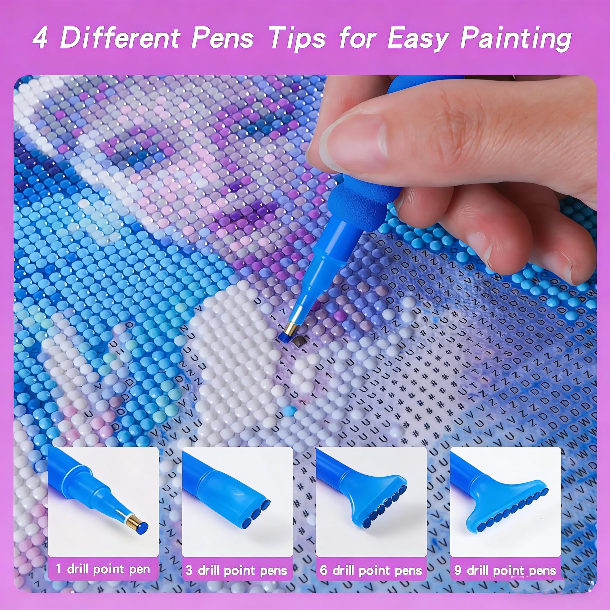 NEWFUN Rangement Diamond Painting, 240 Pièces Diamond Painting Boîtes d'accessoires avec Valise Entonnoir (blue)