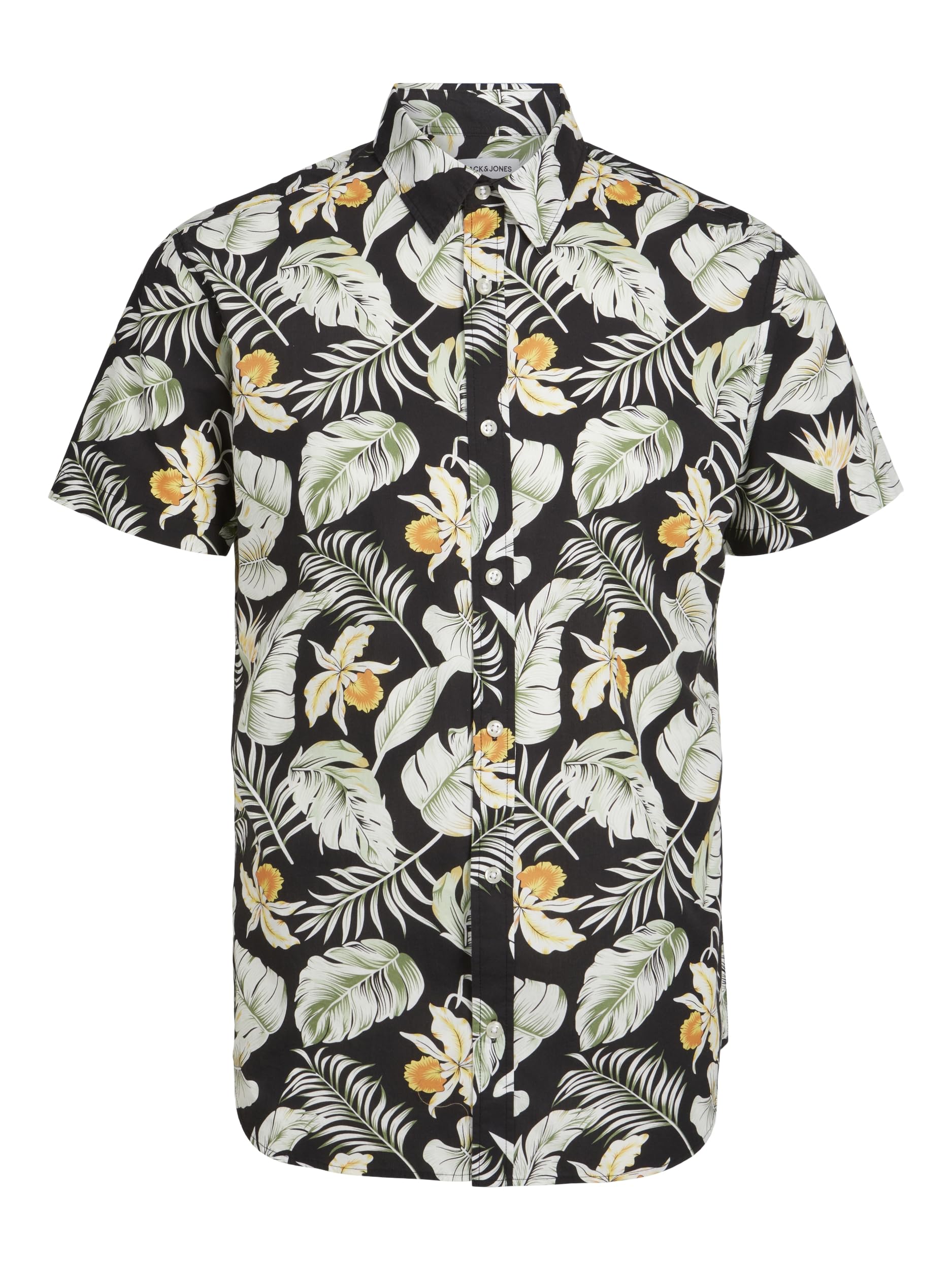 JACK & JONES Men's Jjchill AOP Shirt SS Shirt, Black, S