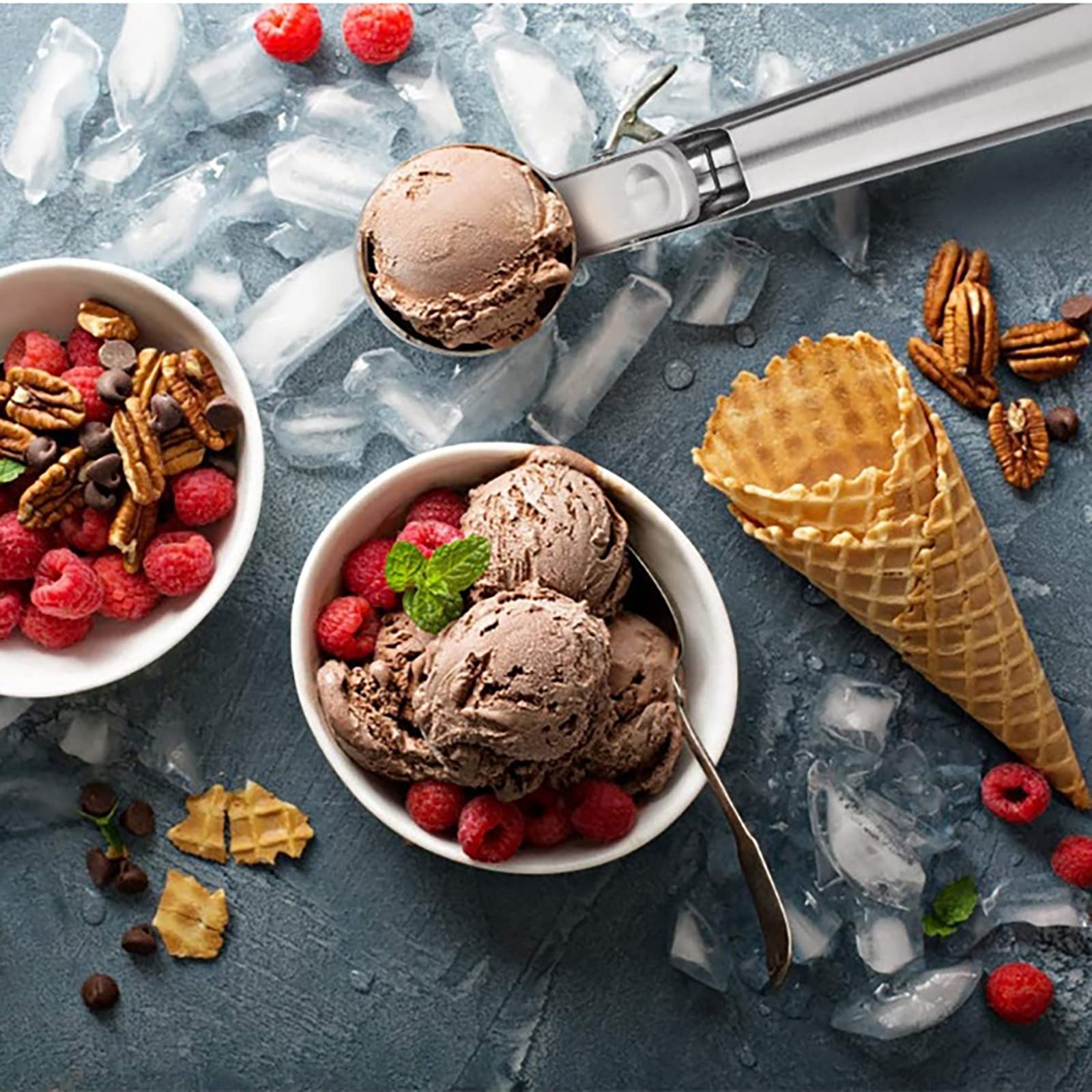 5 Palette Per Gelato, Paletta Per Gelato in Acciaio Inox, Paletta Per Gelato in Metallo, Cucchiaio Per Gelato, Cucchiaio Per Biscotti, Cucchiaio da Dessert, Lavabile in Lavastoviglie(Oro