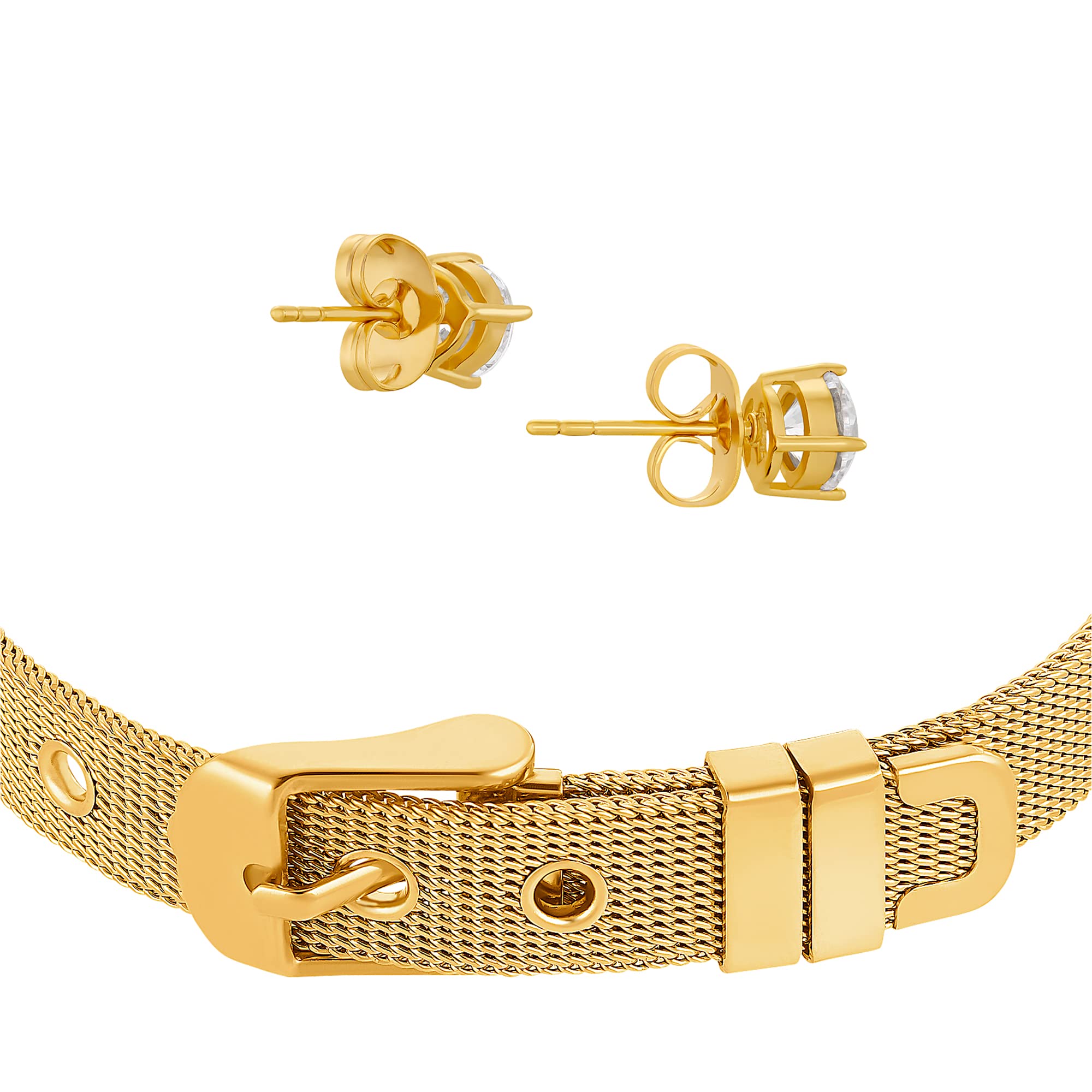 Heideman Set Armband Mesh und Ohrringe Ava Damen Edelstahl mit Stein weiß | Zeitlose Geschenkidee zum Geburtstag oder Jahrestag, hautfreundlich, nickelfrei, leicht und alltagstauglich.