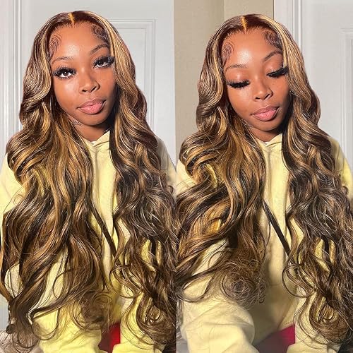 Peluca de cabello humano con cierre de encaje degradado 4x4 rubio miel peluca frontal de encaje HD predepilada con cabello de bebé densidad del 150