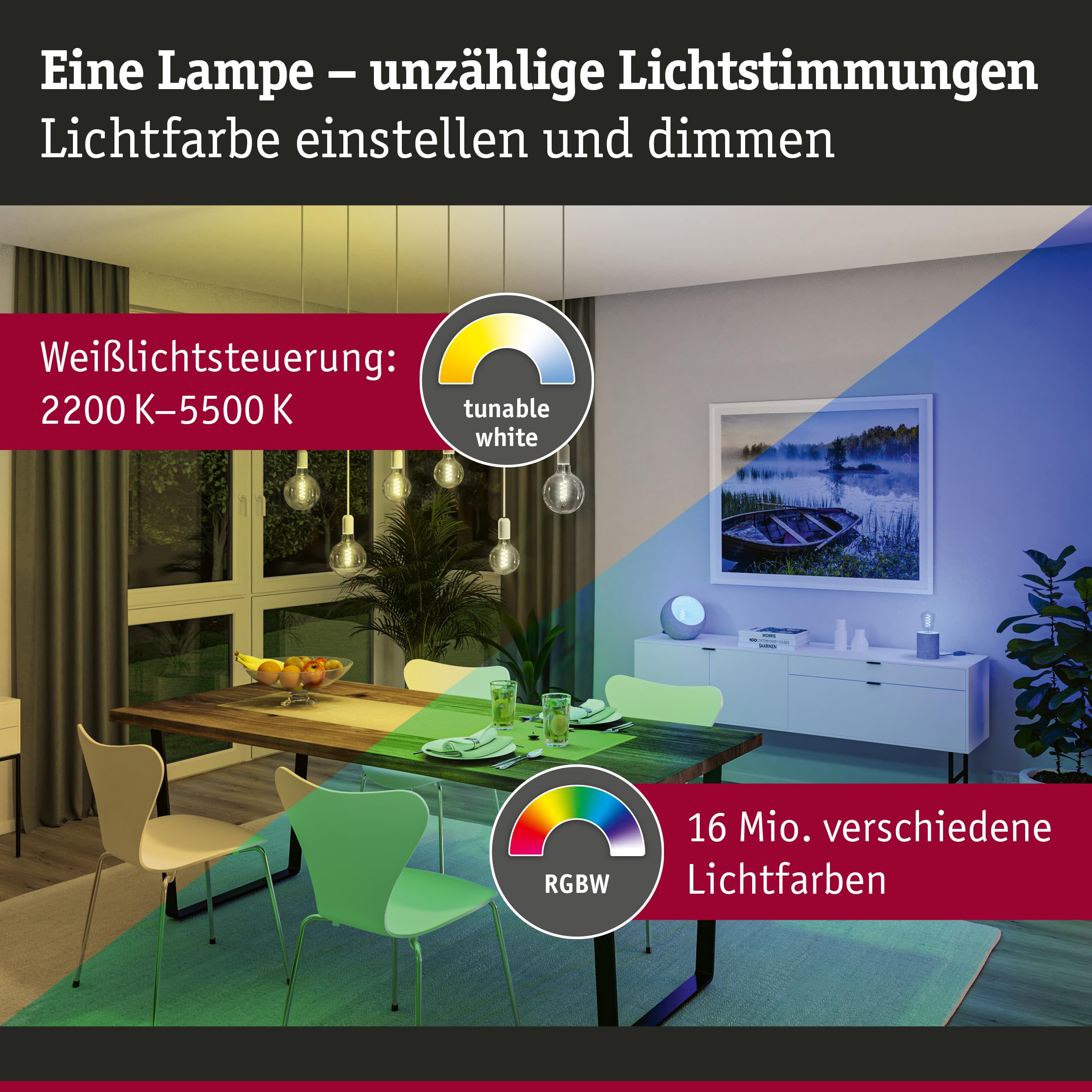 Paulmann 29165 Lampadina a filamento 230V Smart Home Zigbee LED Globe G95 E27 3x470lm 3x6,3W RGBW+ dimmerabile dorato