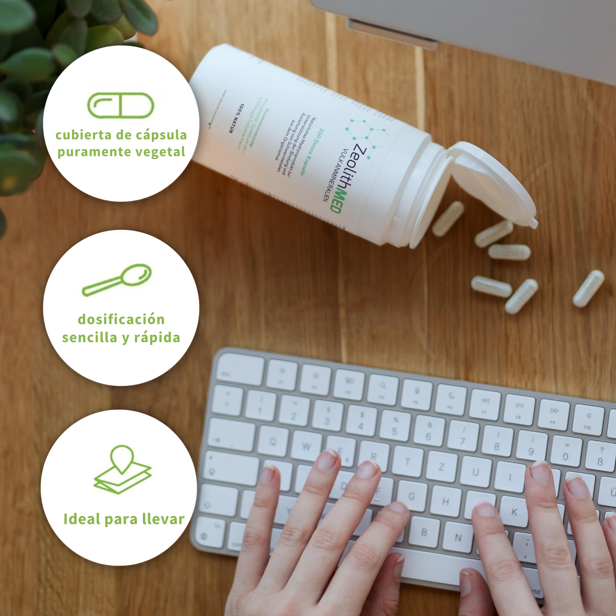 Zeolith MED 600 - Cápsulas de detox (producto medicinal con certificación CE) | Dispositivo médico natural, alta dosificación, altamente eficaz, ultrafino, 9 µm, calidad farmacéutica, 100% clinoptilolita