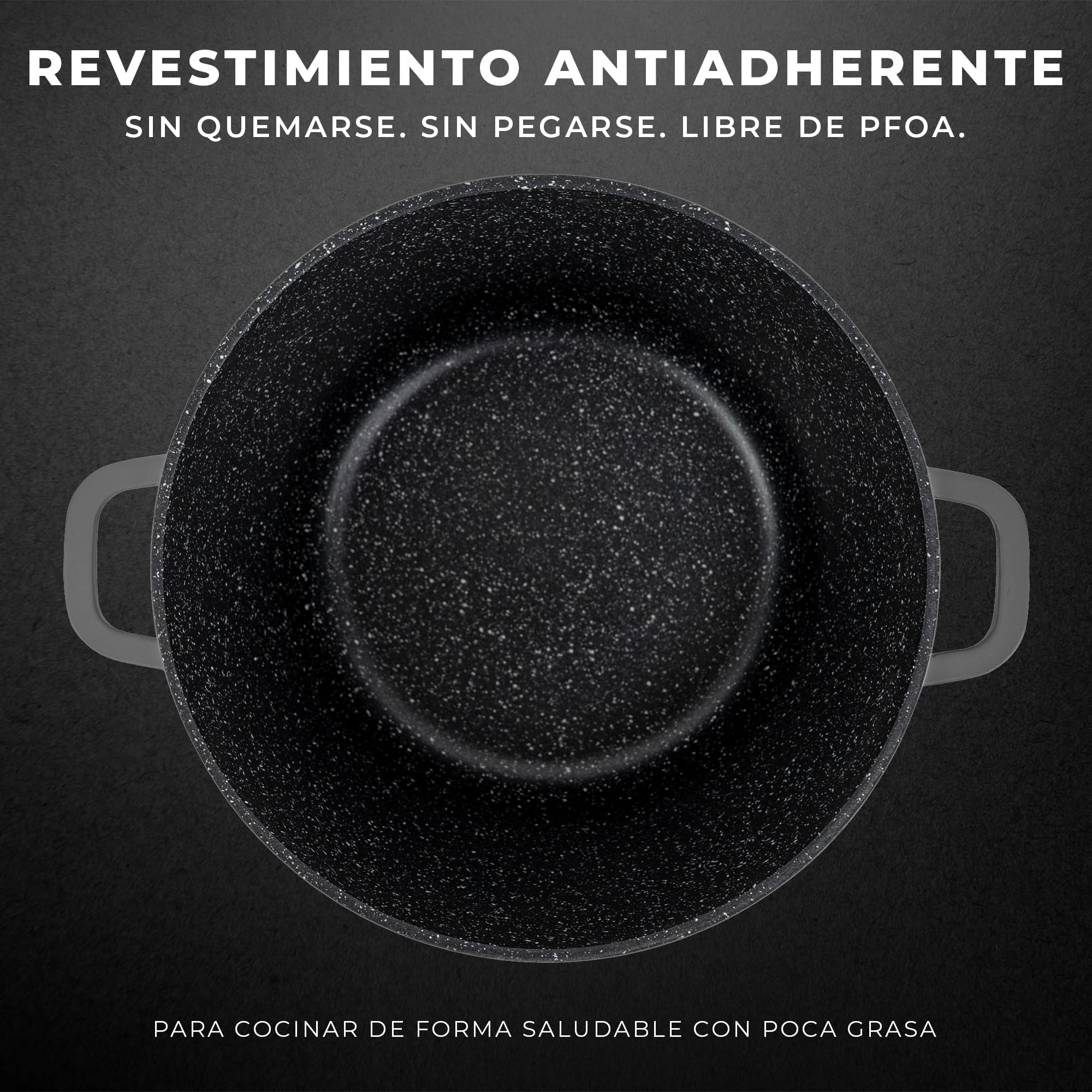 KARL HAUSMANN Olla 32 cm 14L con Tapa - Olla Inducción Antiadherente COOKMARK MARBLE, Cacerola Grande de Aluminio Fundido para Sopas, Caldos y Grandes Cantidades, Horno, Gas, Vitrocerámica