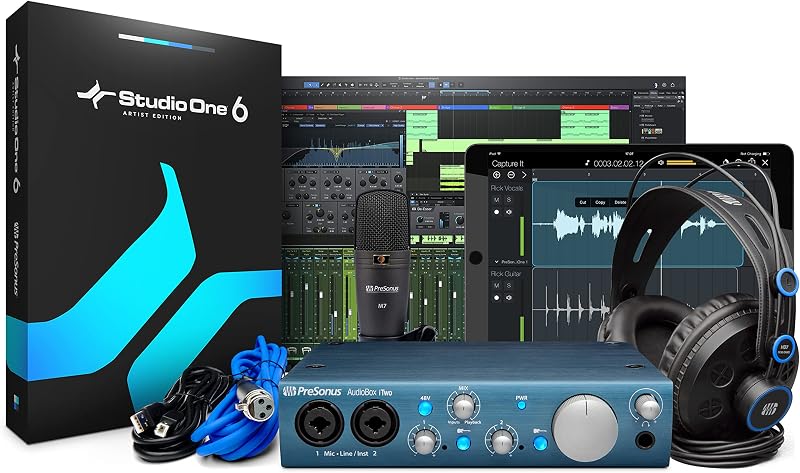 Paquete de grabación AudioBox iTwo Studio USB 2.0 con interfaz, auriculares, micrófono y software Studio One | Interfaz, auriculares, micrófono, Ableton Live Lite y software DAW INCLUIDO