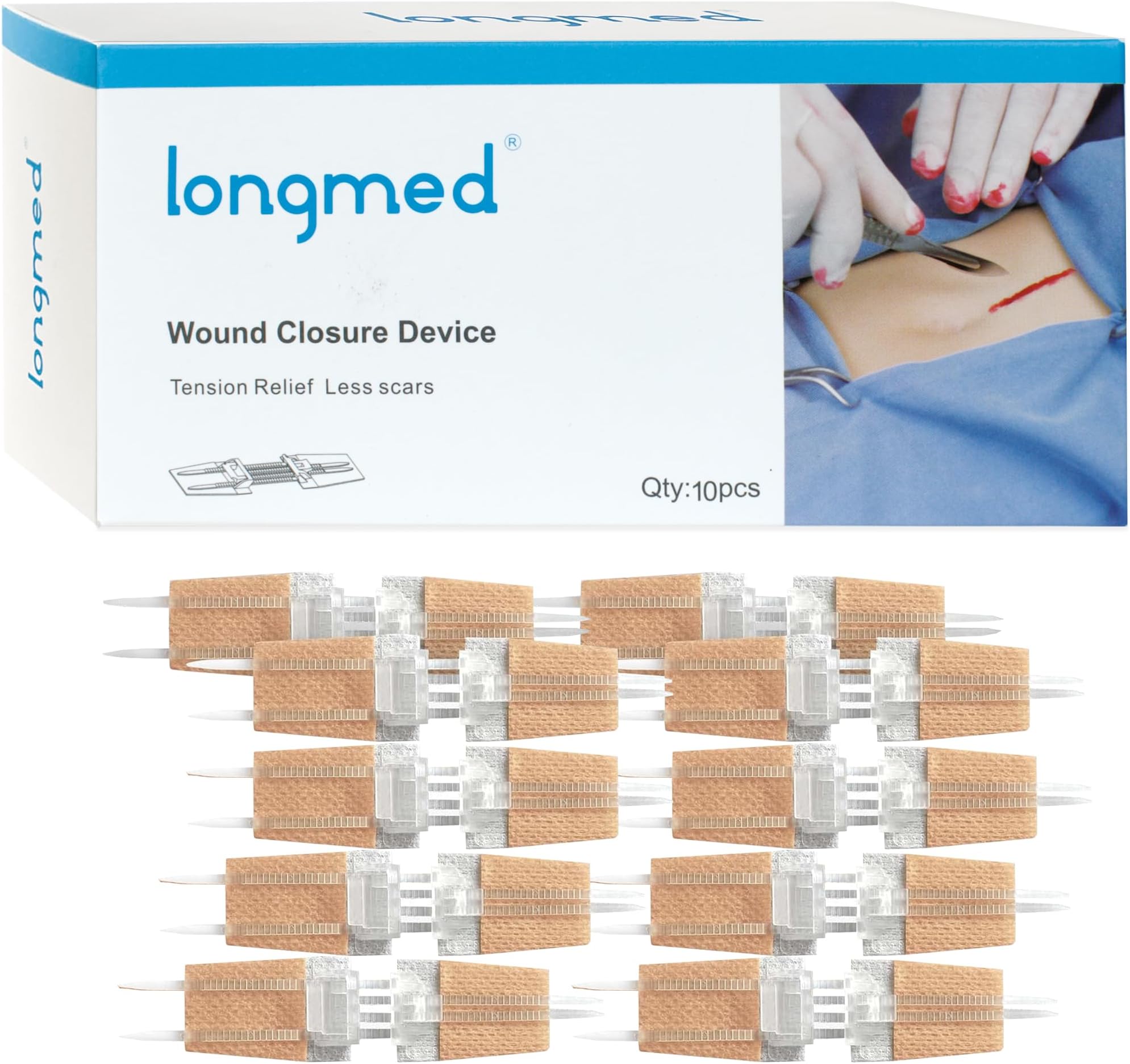 Emergency Wound Closures - 10 Pcs Zipper Wound Closure Device Painless Stitch Sutures Laceration Repair Without Stitches Adhesive Bandages for First Aid Wound Care(Factory Direct Sale)