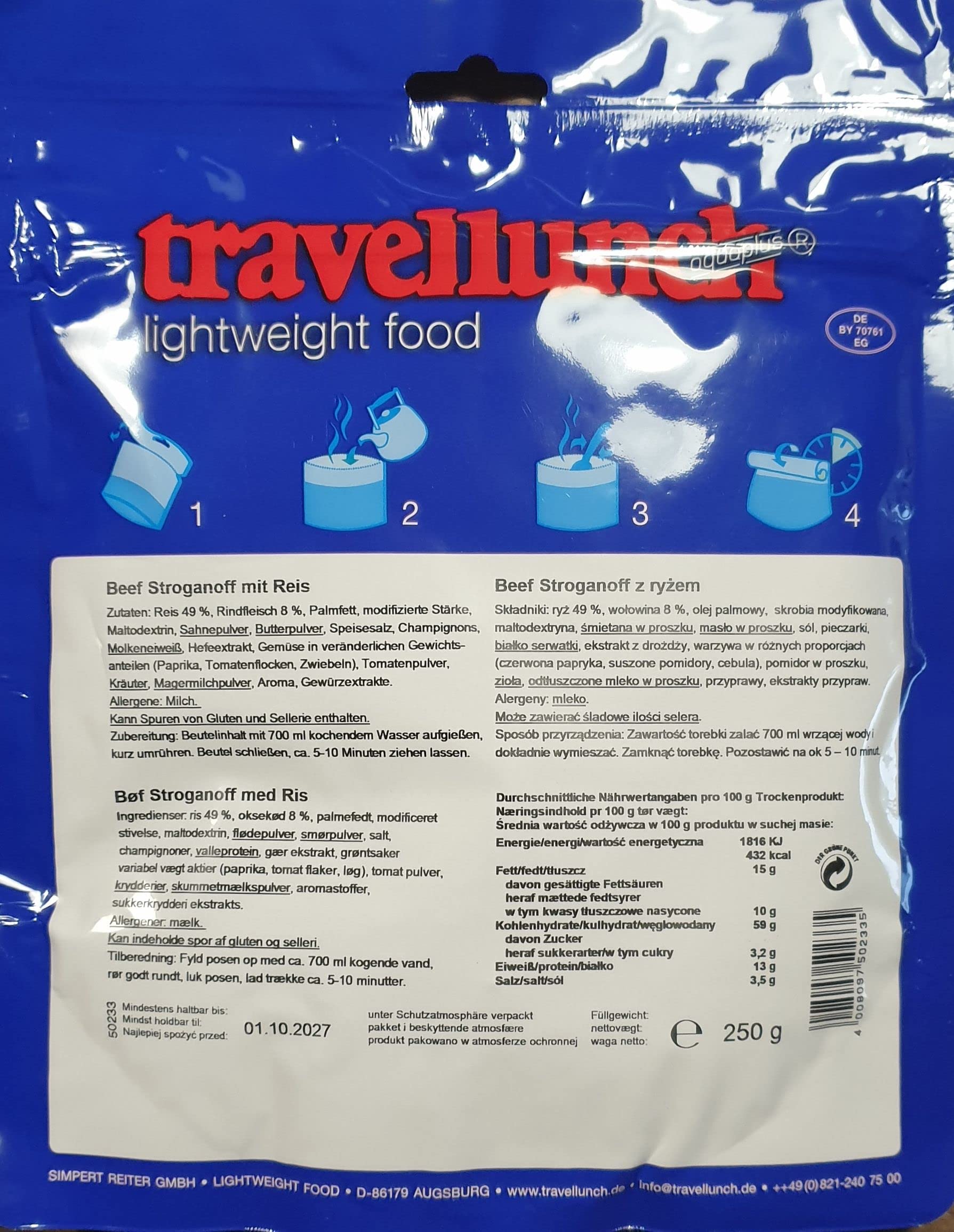 Travellunch Mahlzeit-Mix - Fleisch 6 x 250 g