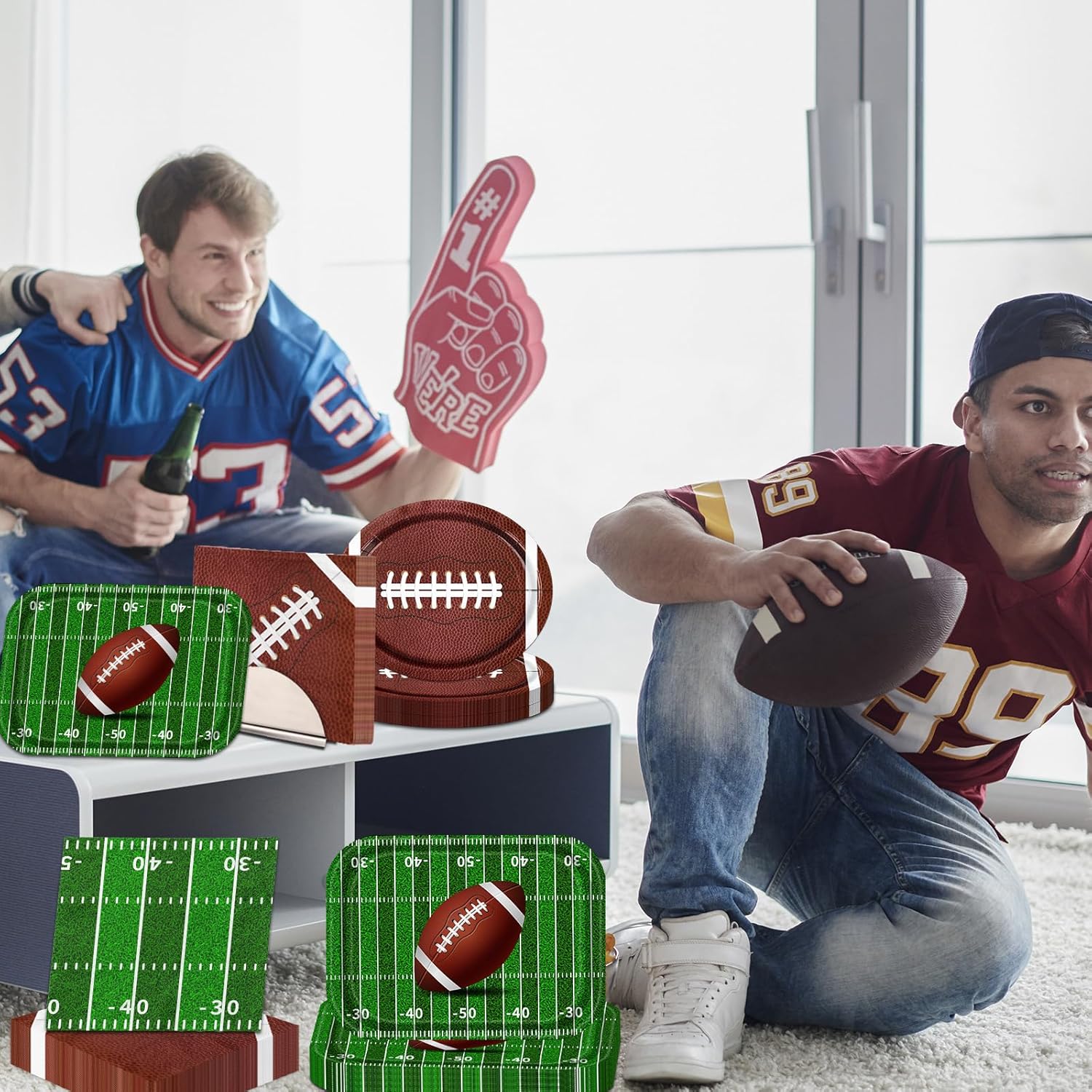 Football Party Supplies Tableware,Large Football Birthday Party Decorations includes Football Plates and Napkins for Tailgate Party Decorations Touchdown Football Themed Party Decoration, 25 Guests - Image 2